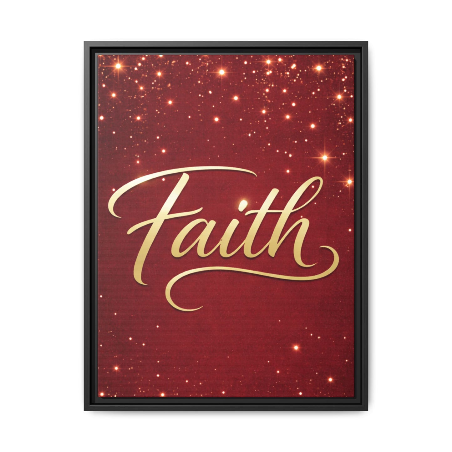 Faith Wall Art Canvas — Framed Red & Gold Holiday Print