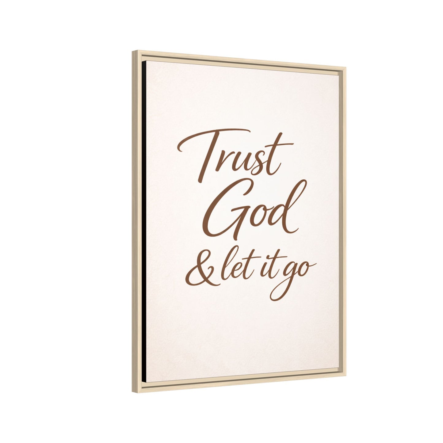 Framed Canvas Wall Art — "Trust God & Let It Go" Inspirational Quote