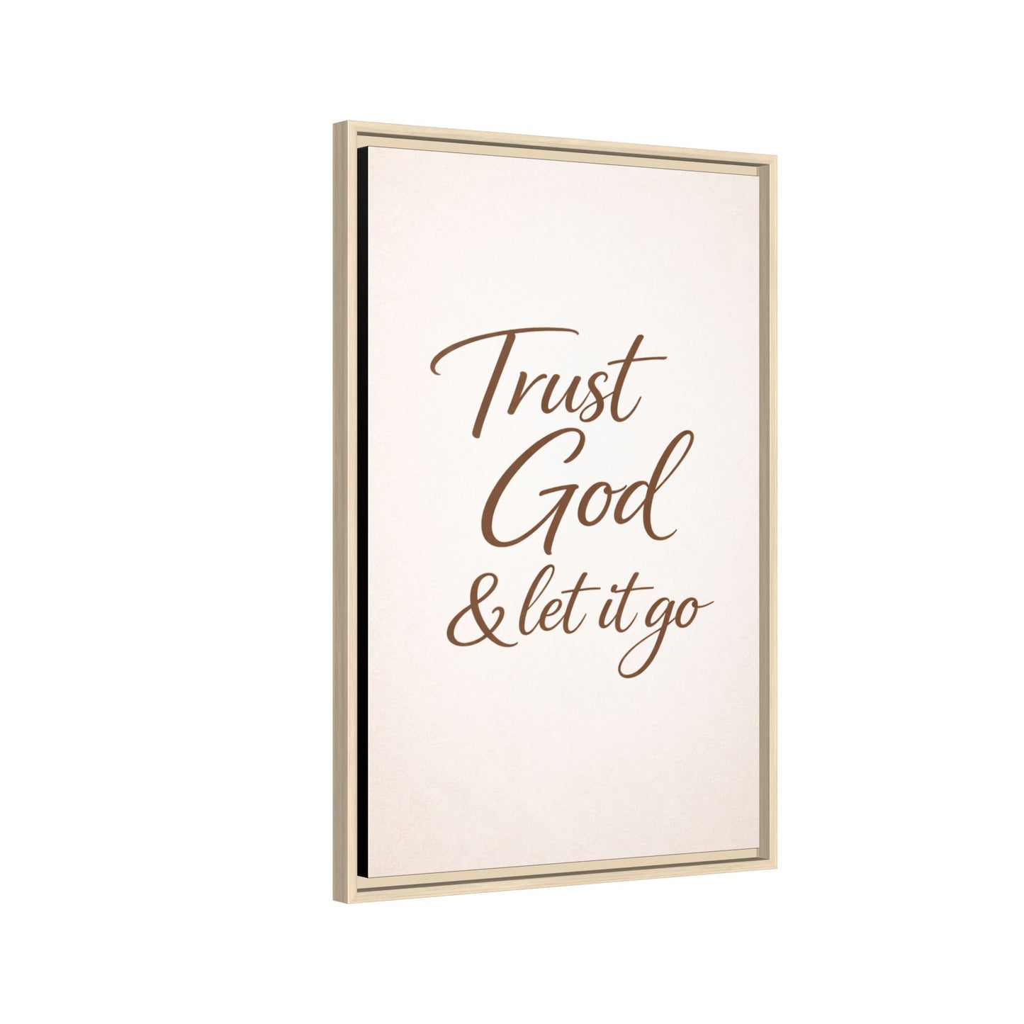 Framed Canvas Wall Art — "Trust God & Let It Go" Inspirational Quote