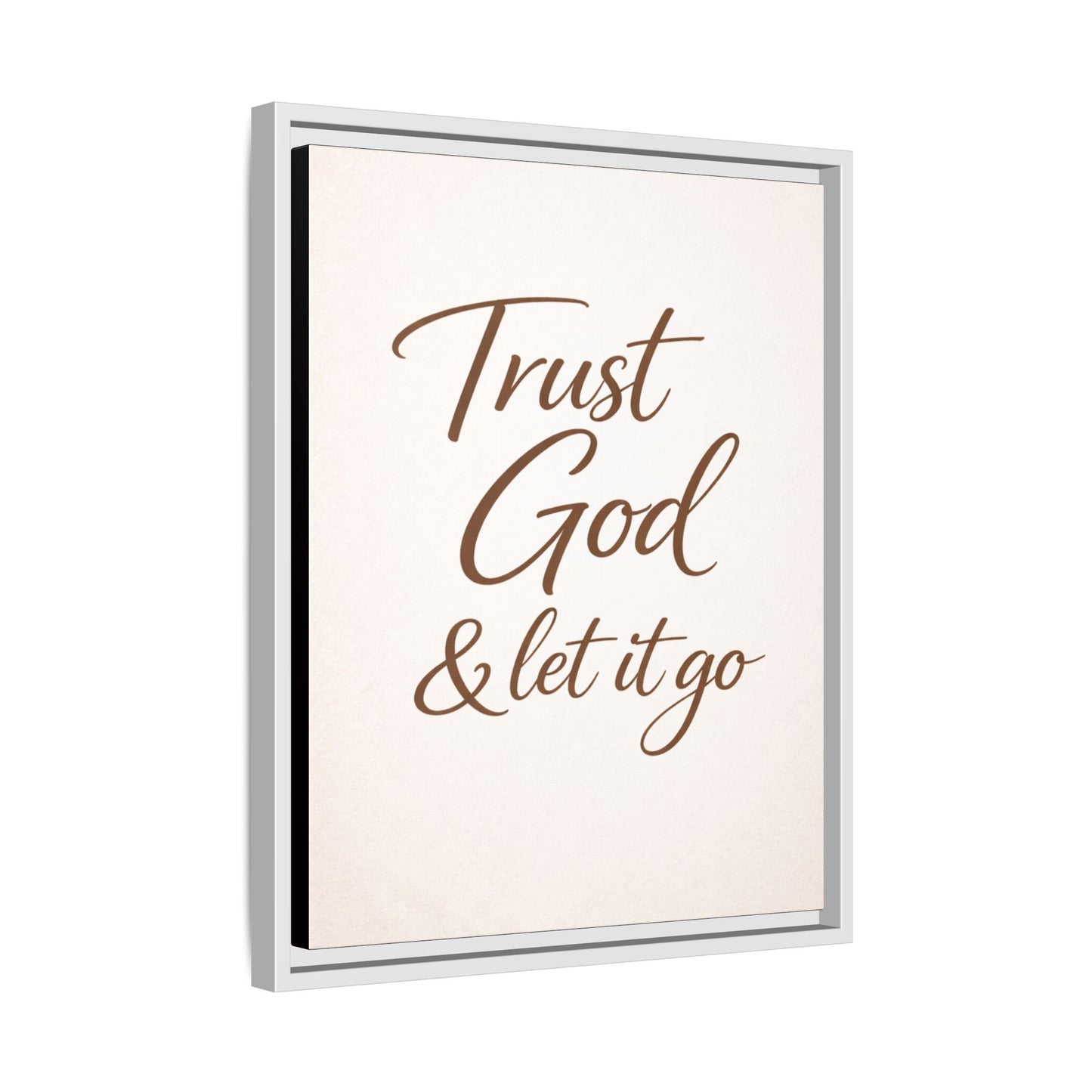 Framed Canvas Wall Art — "Trust God & Let It Go" Inspirational Quote