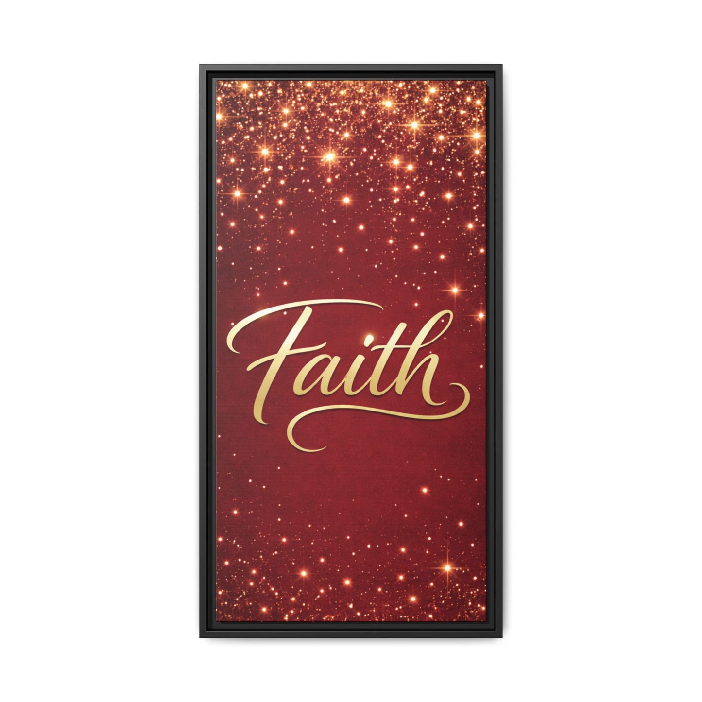Faith Wall Art Canvas — Framed Red & Gold Holiday Print