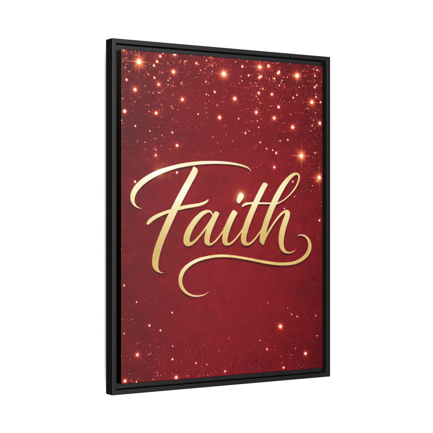 Faith Wall Art Canvas — Framed Red & Gold Holiday Print