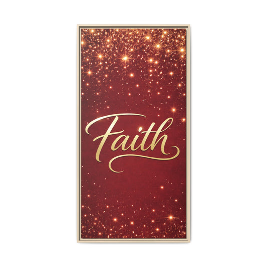 Faith Wall Art Canvas — Framed Red & Gold Holiday Print
