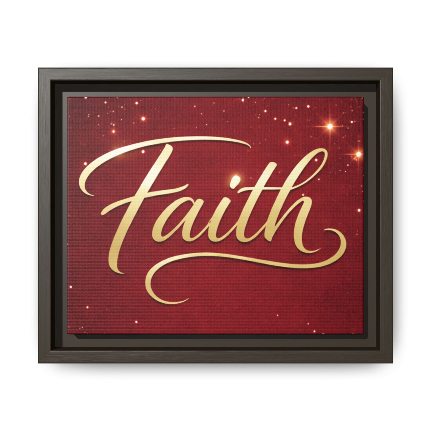 Faith Wall Art Canvas — Framed Red & Gold Holiday Print