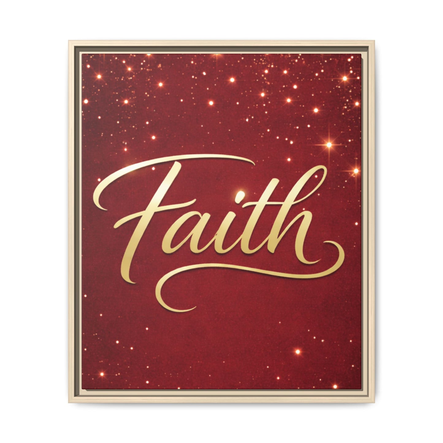 Faith Wall Art Canvas — Framed Red & Gold Holiday Print