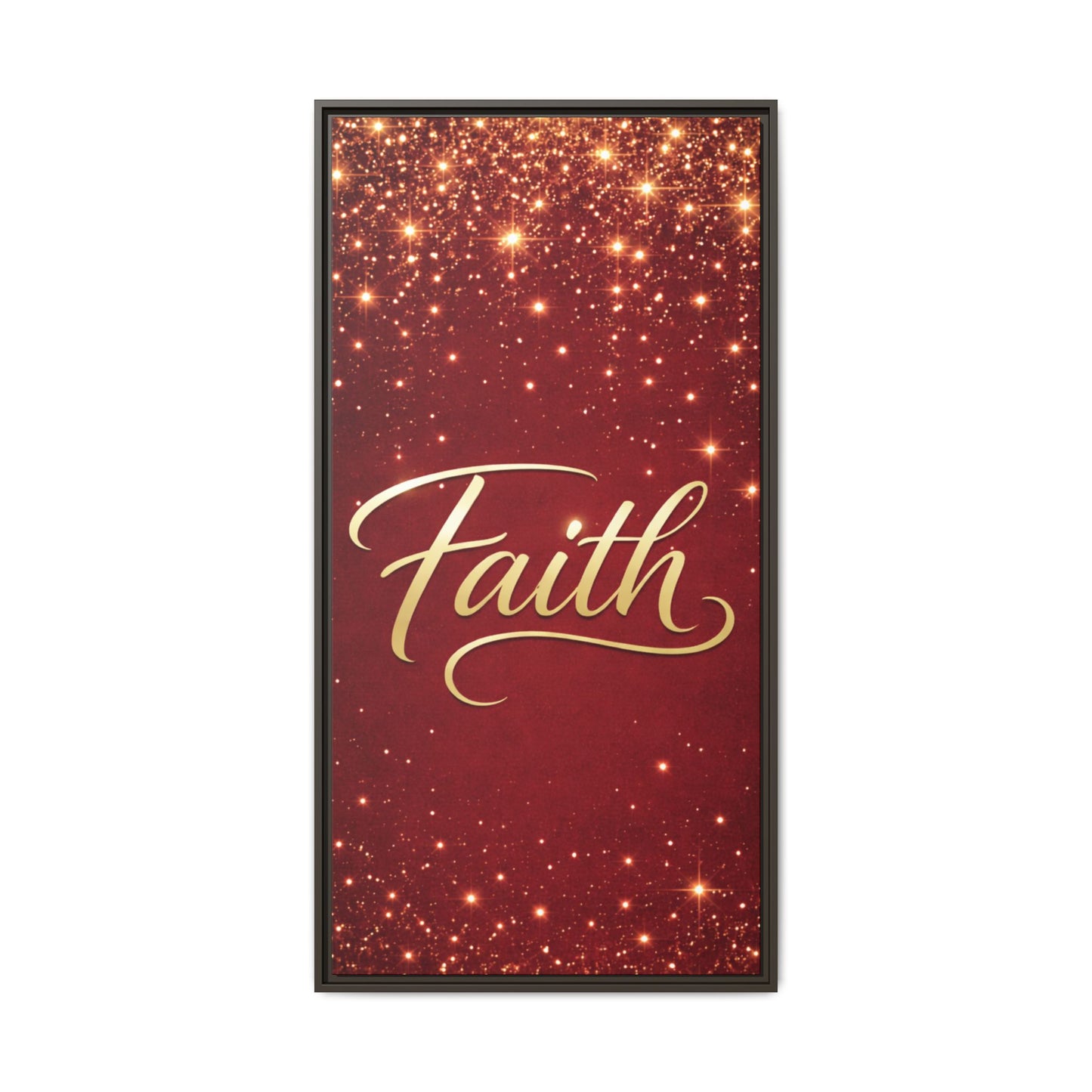 Faith Wall Art Canvas — Framed Red & Gold Holiday Print