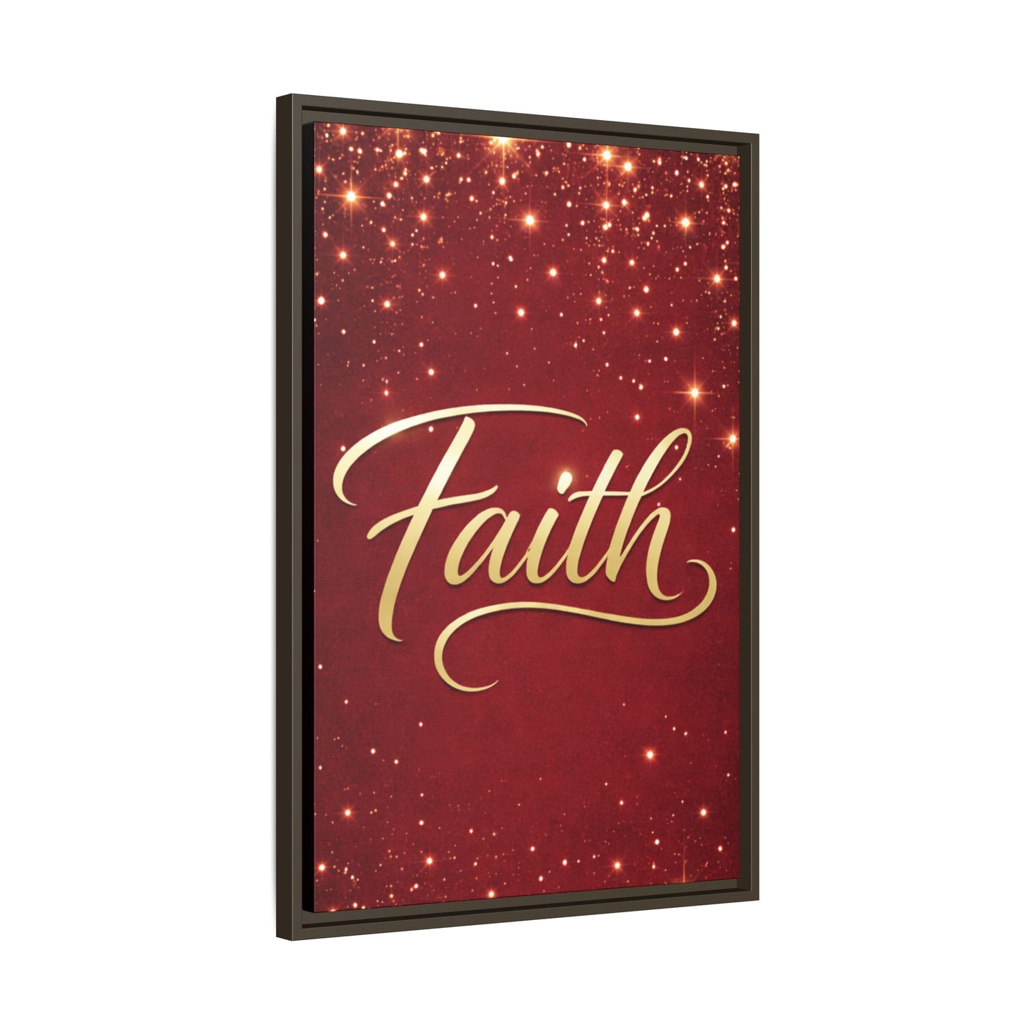 Faith Wall Art Canvas — Framed Red & Gold Holiday Print