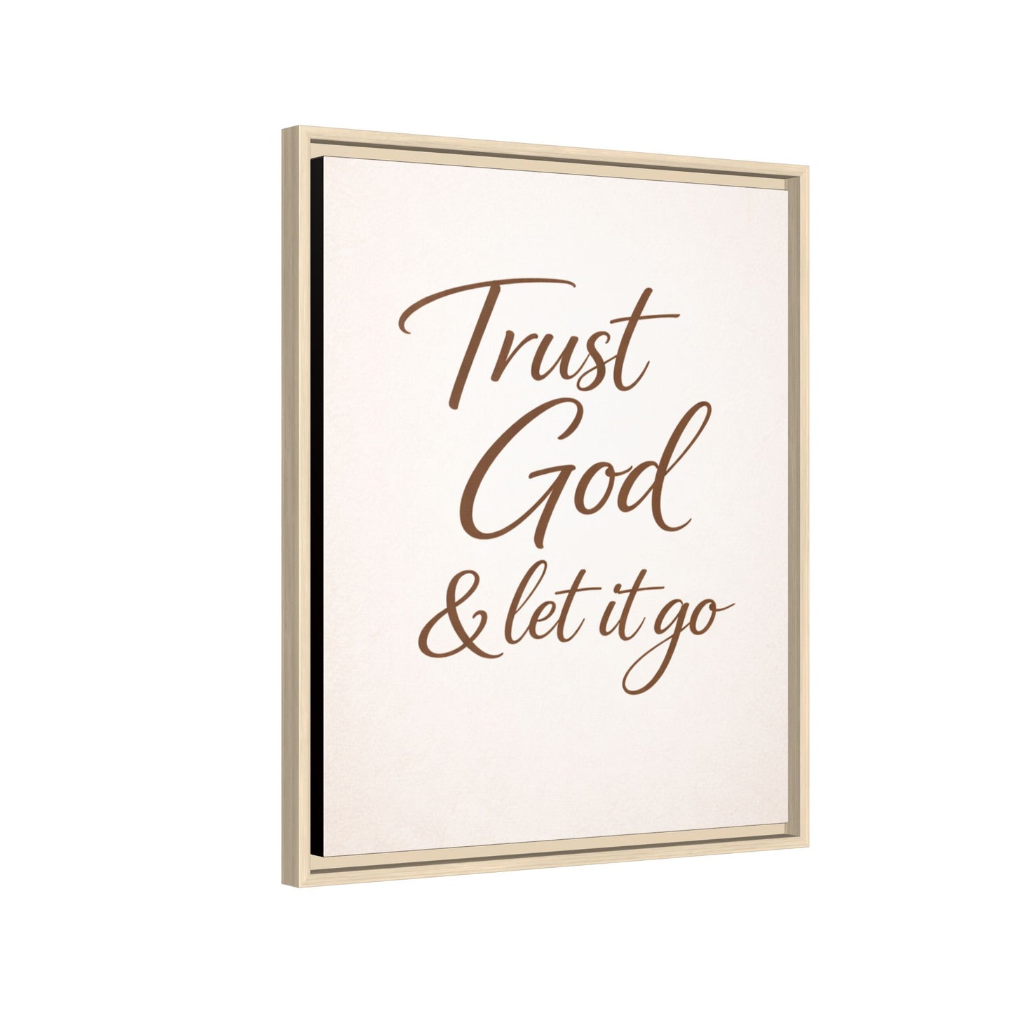 Framed Canvas Wall Art — "Trust God & Let It Go" Inspirational Quote