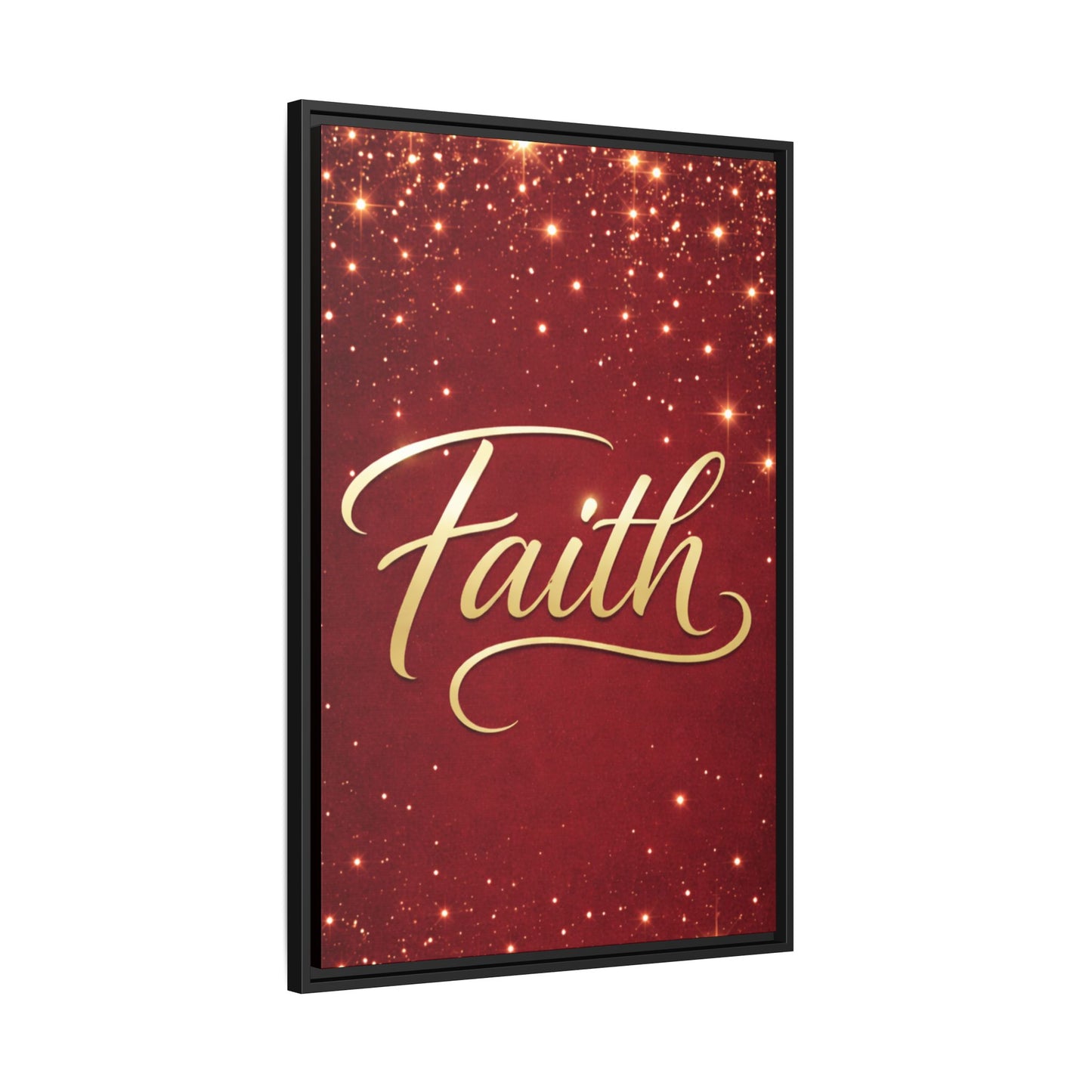 Faith Wall Art Canvas — Framed Red & Gold Holiday Print