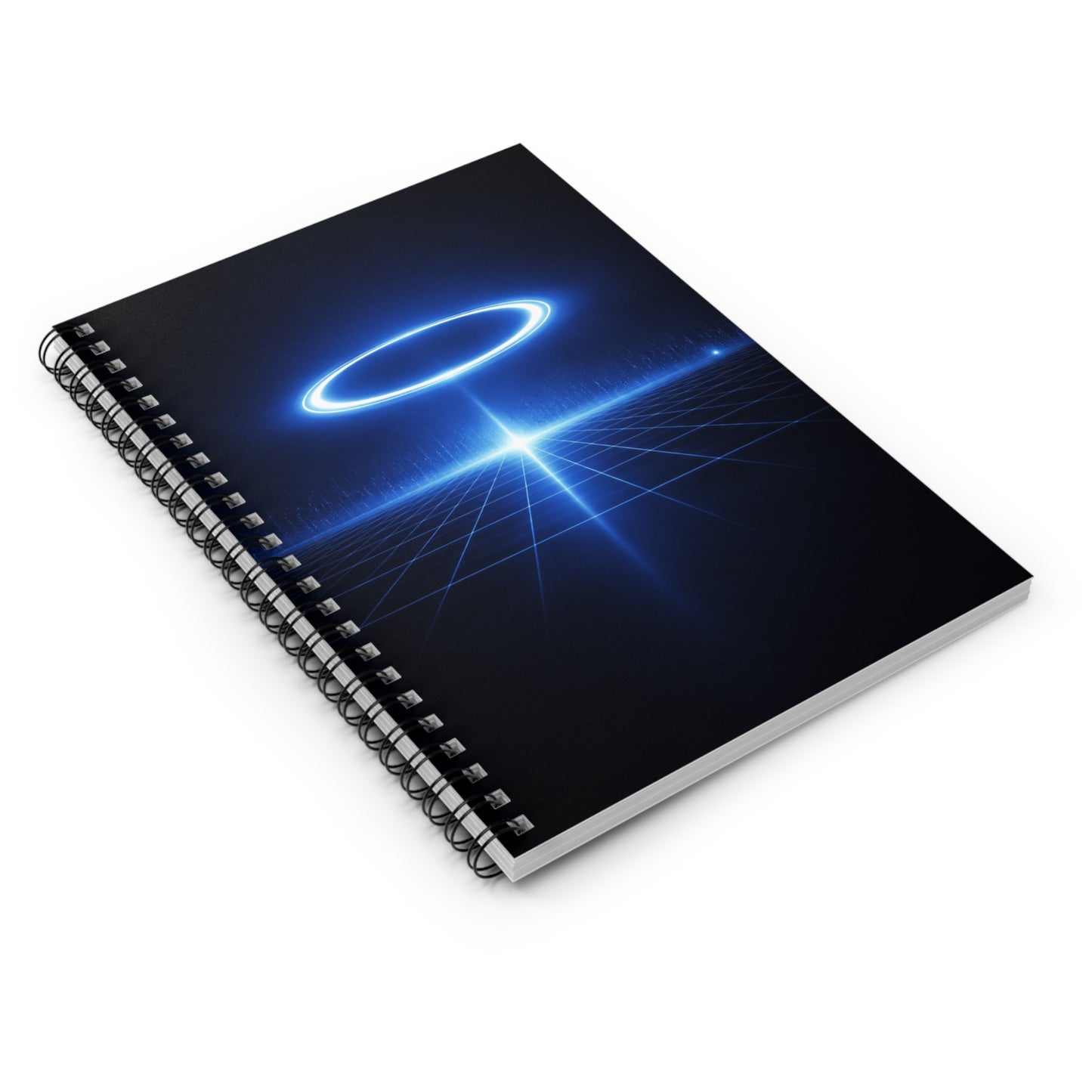 Futuristic Neon Halo Grid Spiral Notebook