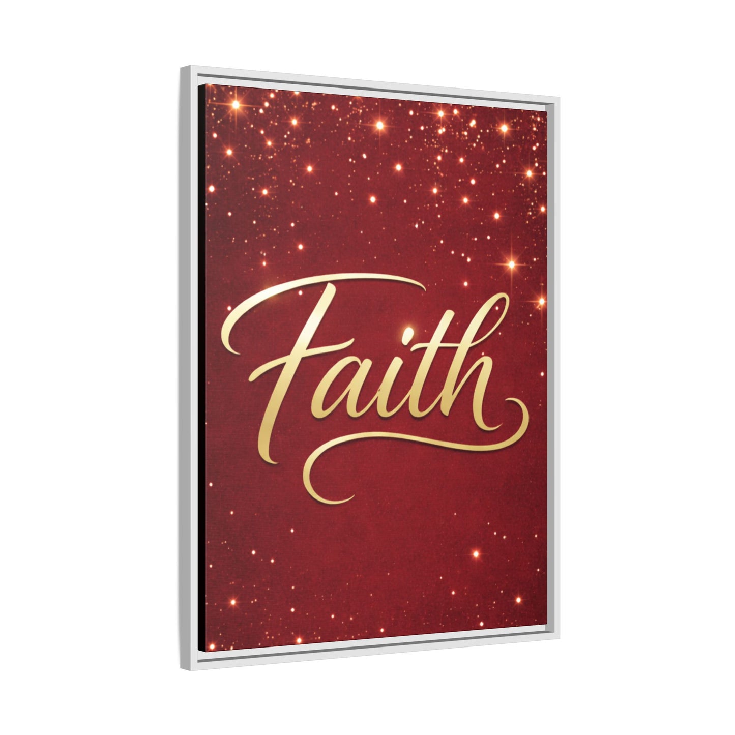 Faith Wall Art Canvas — Framed Red & Gold Holiday Print