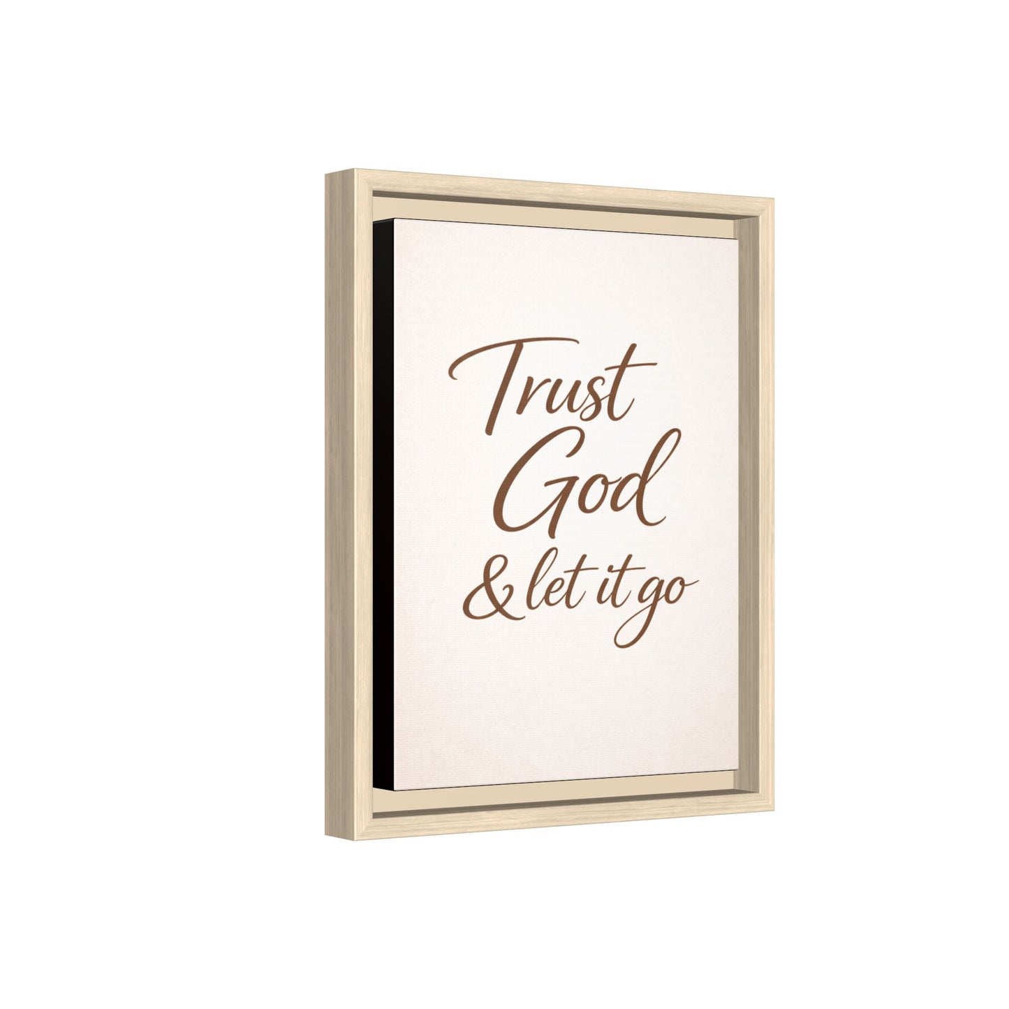 Framed Canvas Wall Art — "Trust God & Let It Go" Inspirational Quote