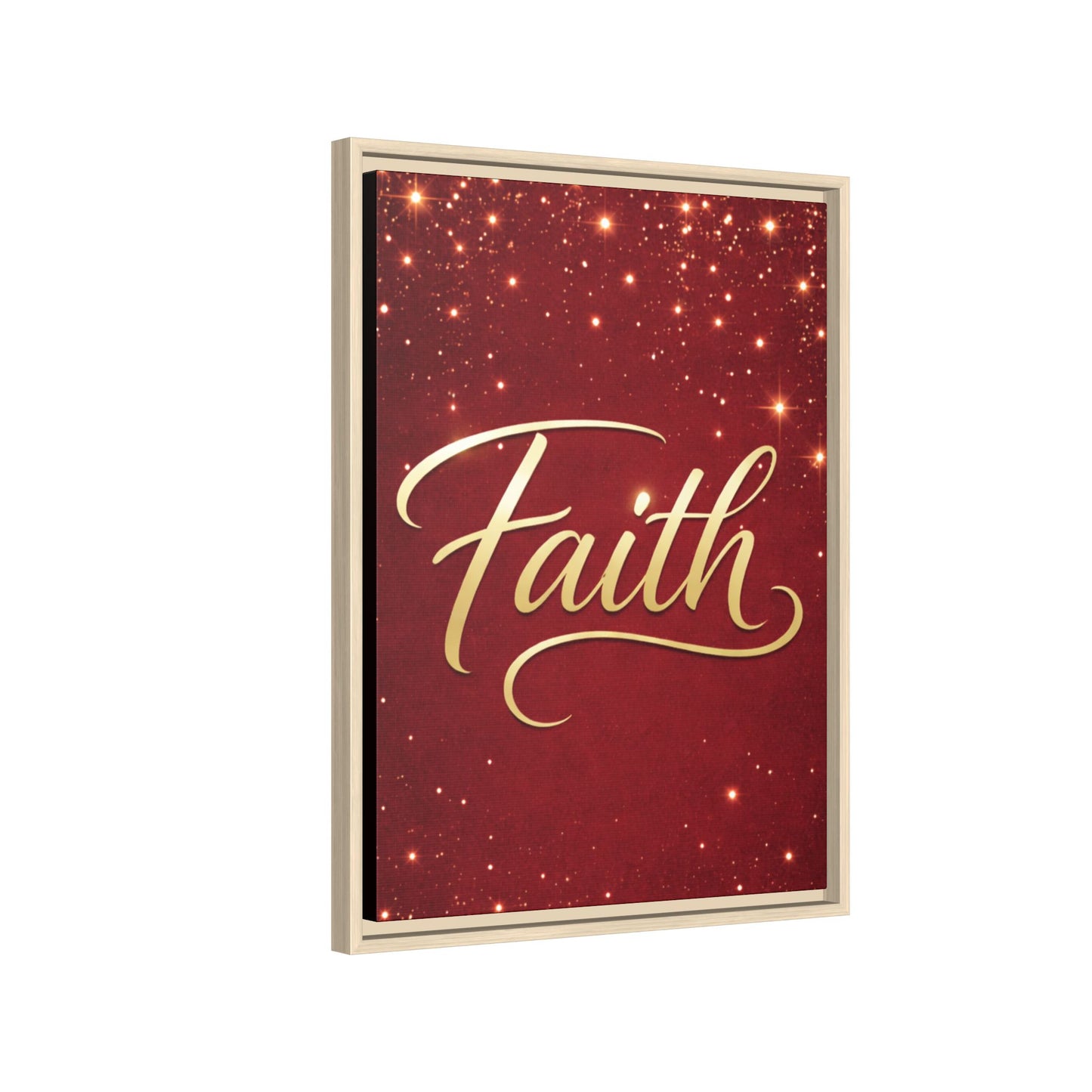 Faith Wall Art Canvas — Framed Red & Gold Holiday Print