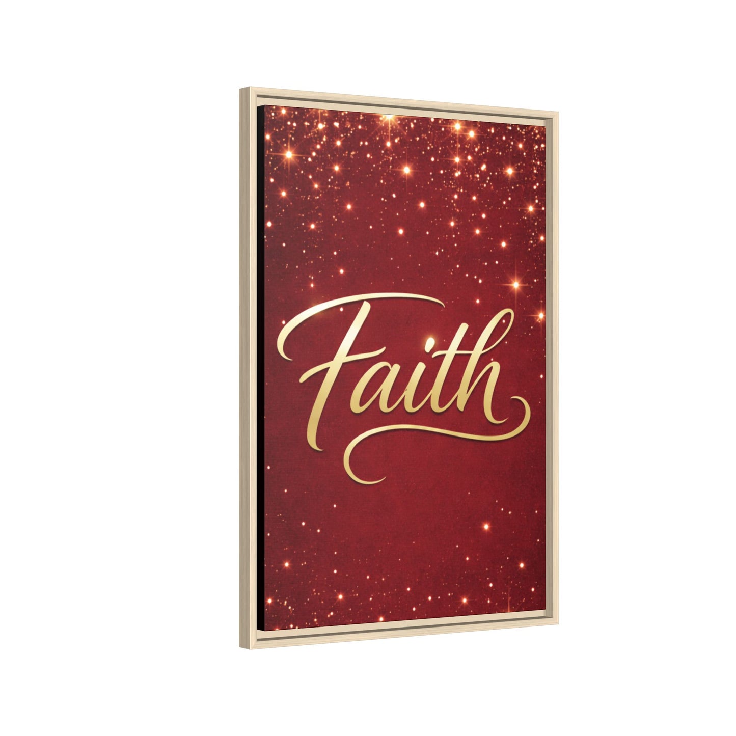 Faith Wall Art Canvas — Framed Red & Gold Holiday Print