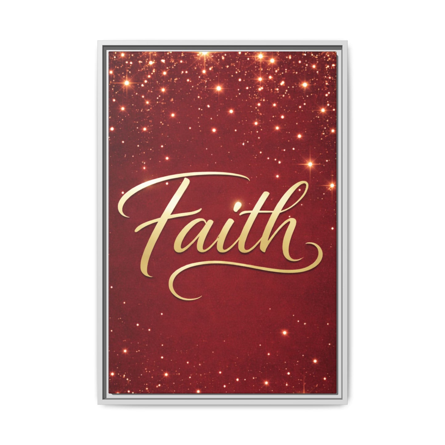 Faith Wall Art Canvas — Framed Red & Gold Holiday Print