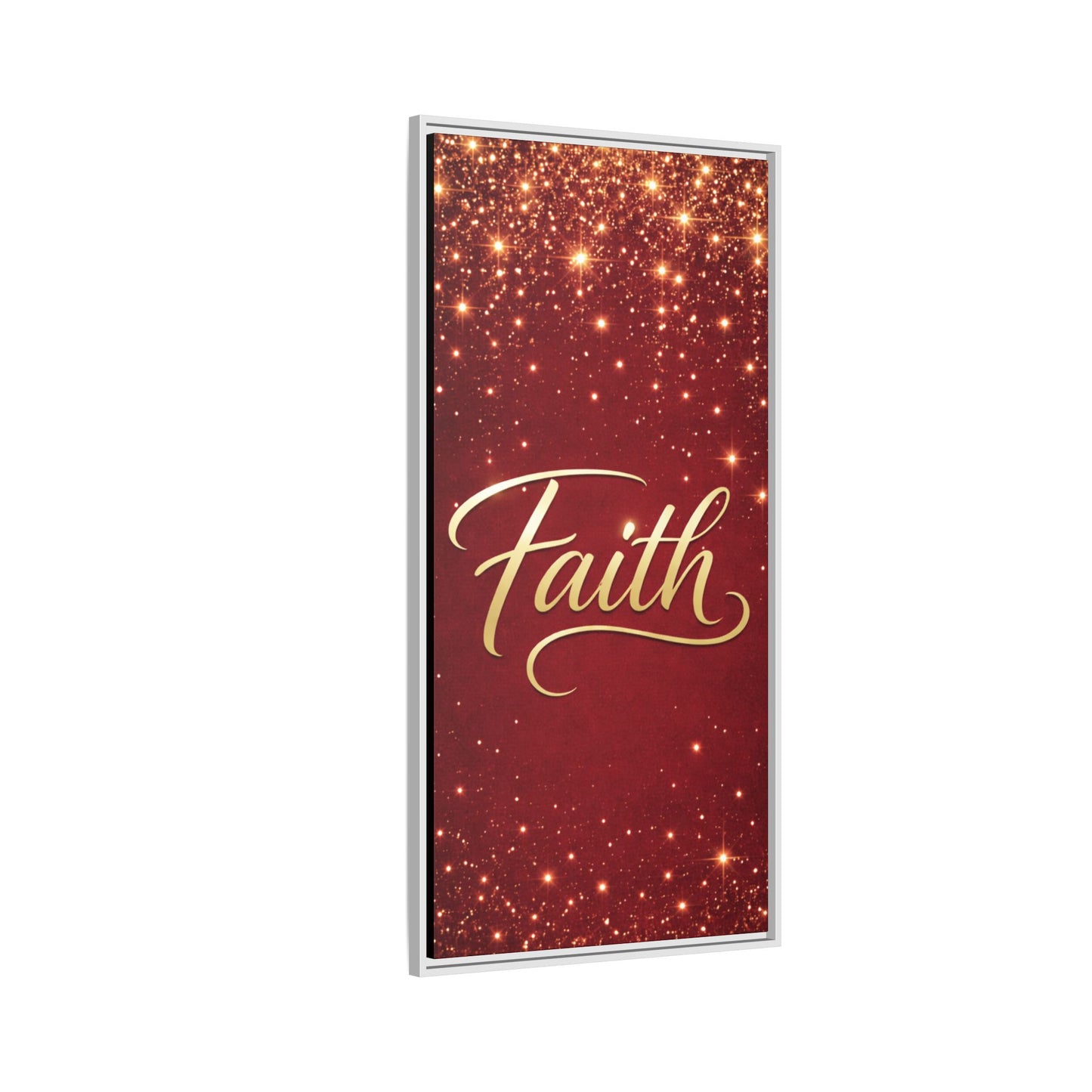 Faith Wall Art Canvas — Framed Red & Gold Holiday Print
