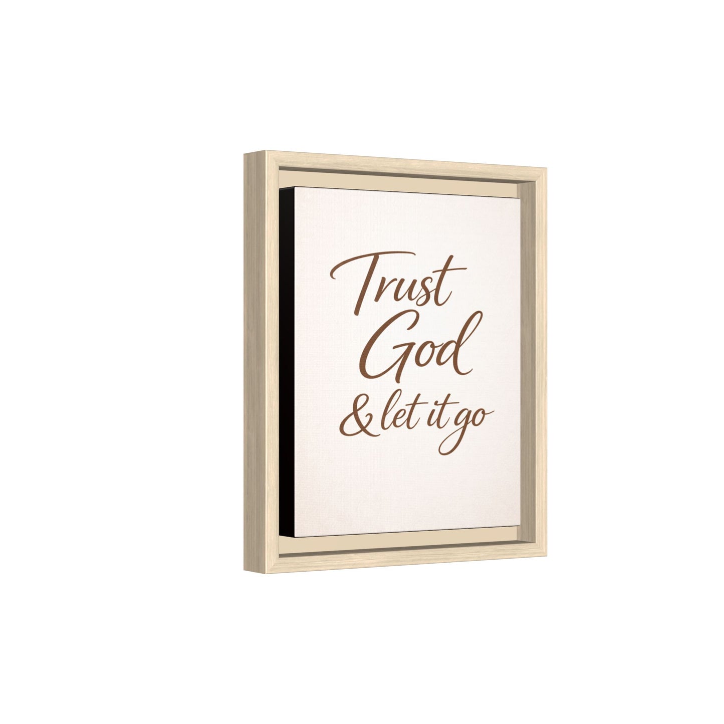 Framed Canvas Wall Art — "Trust God & Let It Go" Inspirational Quote