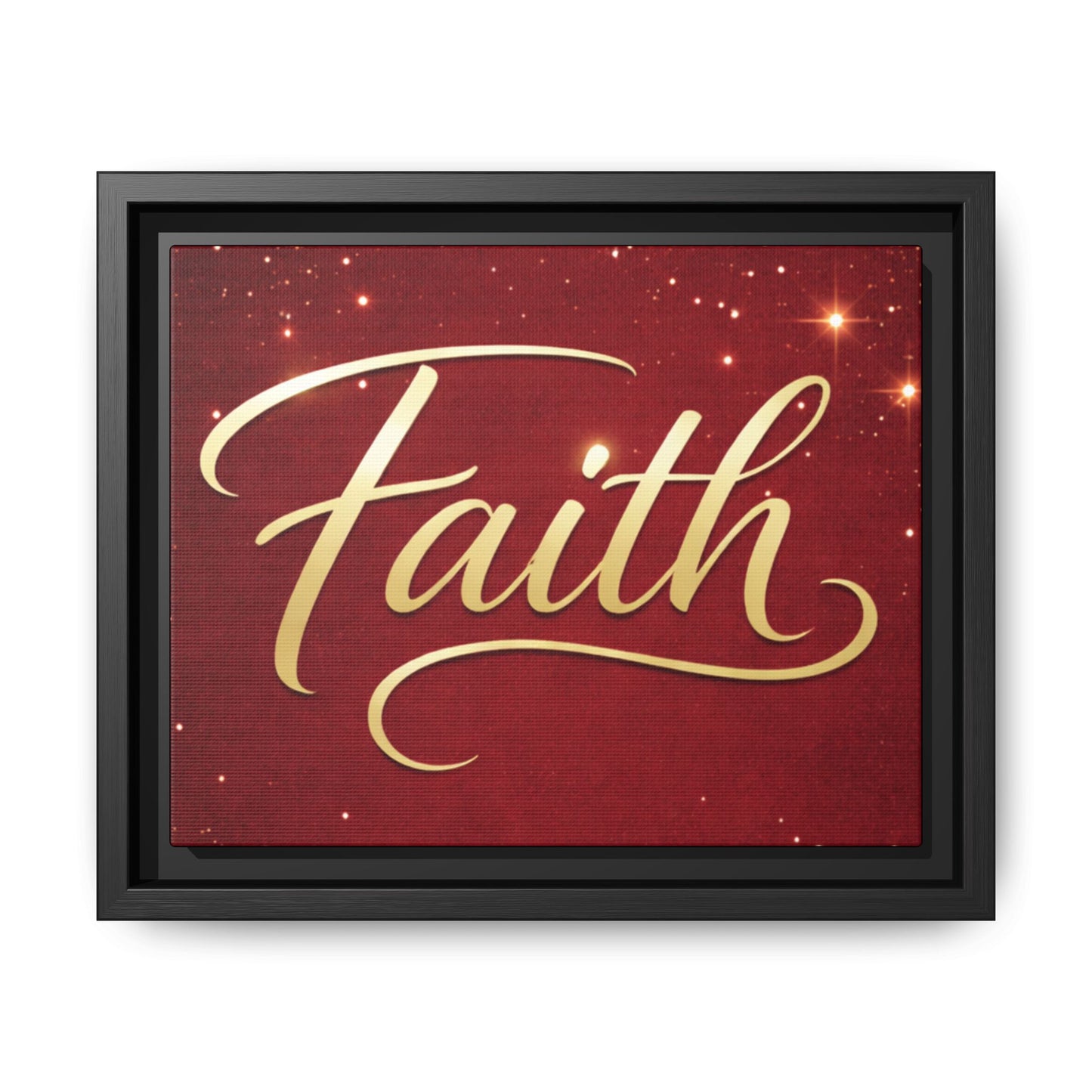 Faith Wall Art Canvas — Framed Red & Gold Holiday Print