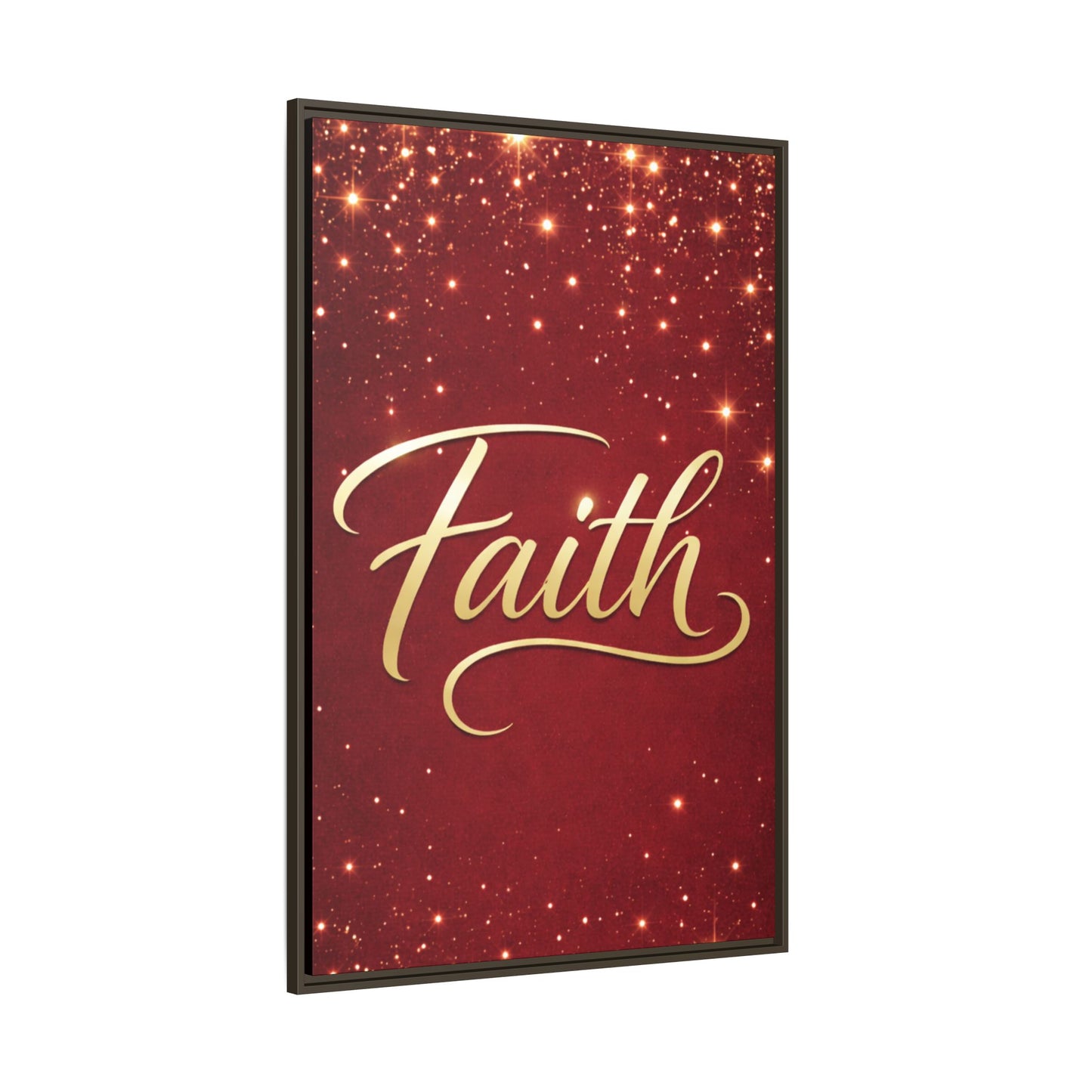 Faith Wall Art Canvas — Framed Red & Gold Holiday Print