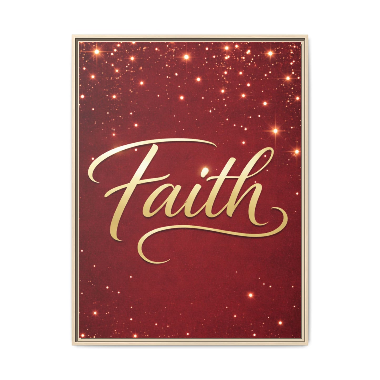 Faith Wall Art Canvas — Framed Red & Gold Holiday Print