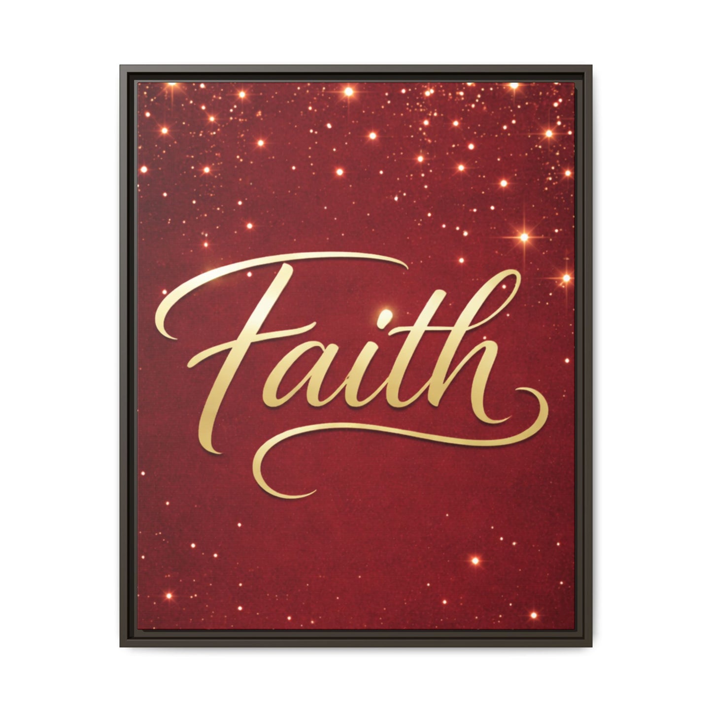 Faith Wall Art Canvas — Framed Red & Gold Holiday Print