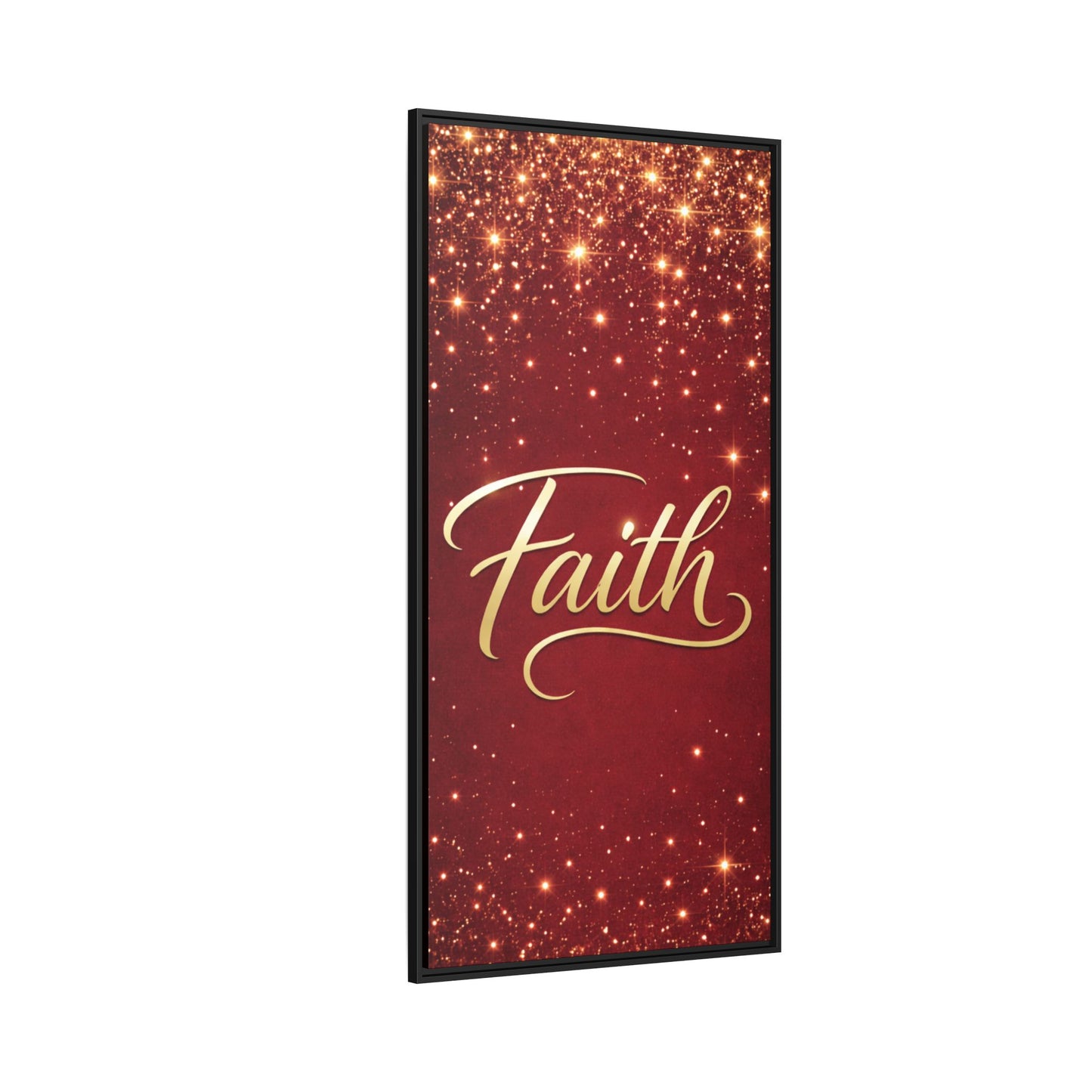 Faith Wall Art Canvas — Framed Red & Gold Holiday Print
