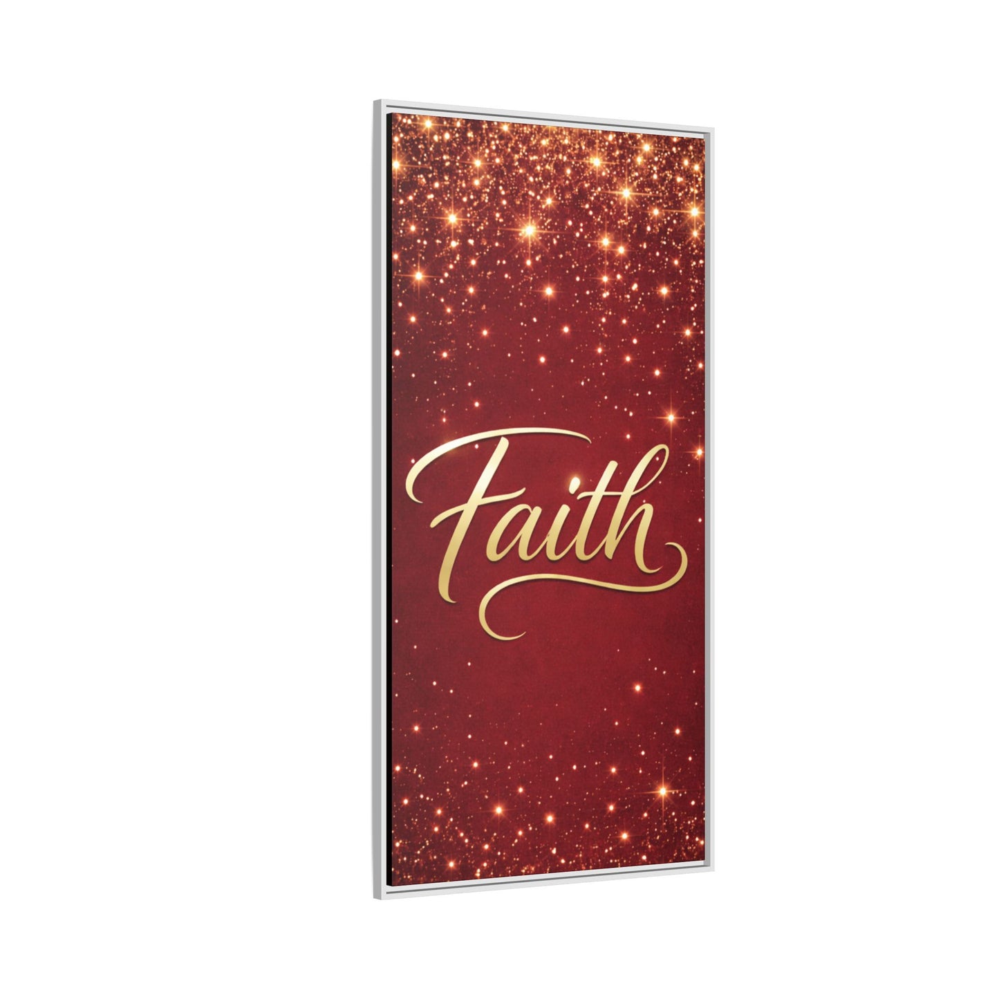 Faith Wall Art Canvas — Framed Red & Gold Holiday Print