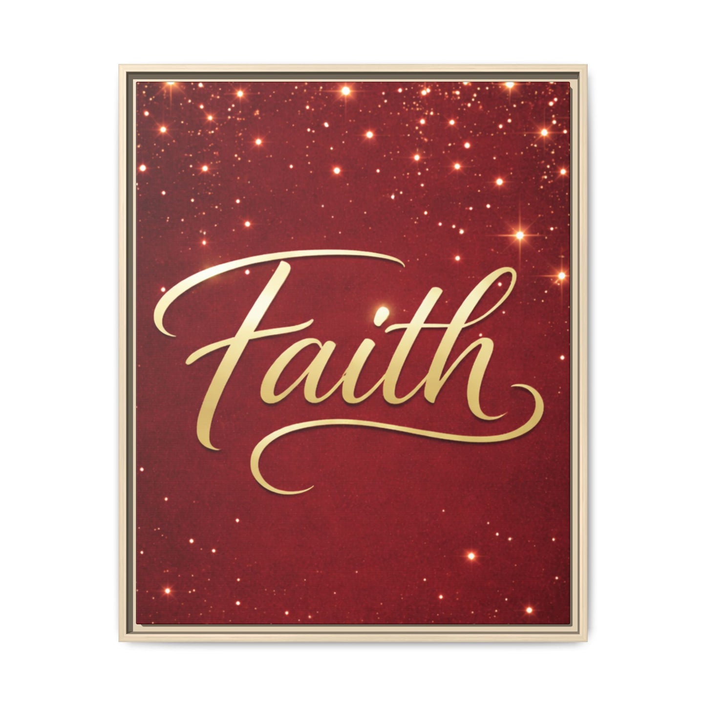 Faith Wall Art Canvas — Framed Red & Gold Holiday Print