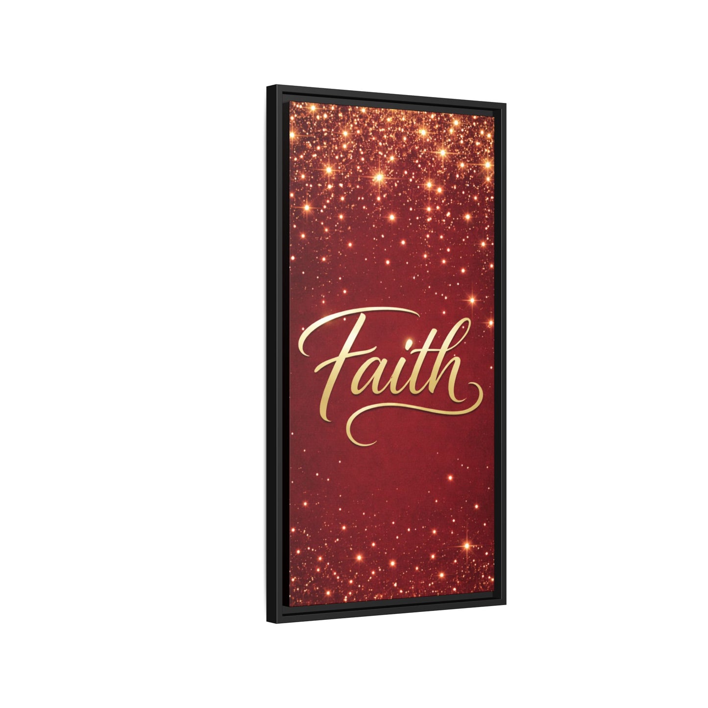 Faith Wall Art Canvas — Framed Red & Gold Holiday Print