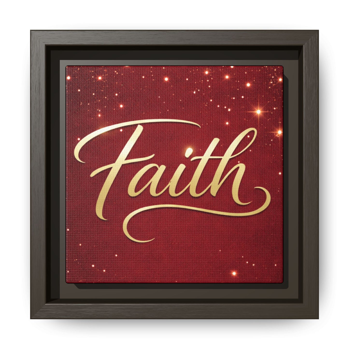 Faith Wall Art Canvas — Framed Red & Gold Holiday Print