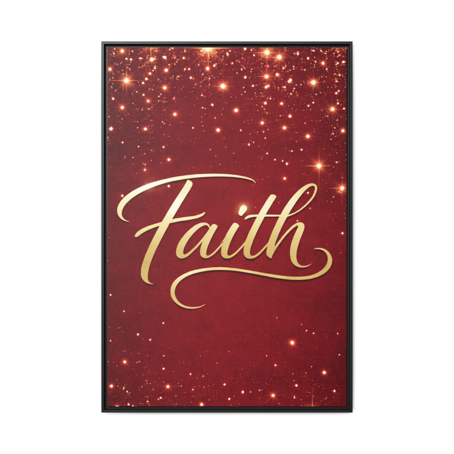 Faith Wall Art Canvas — Framed Red & Gold Holiday Print