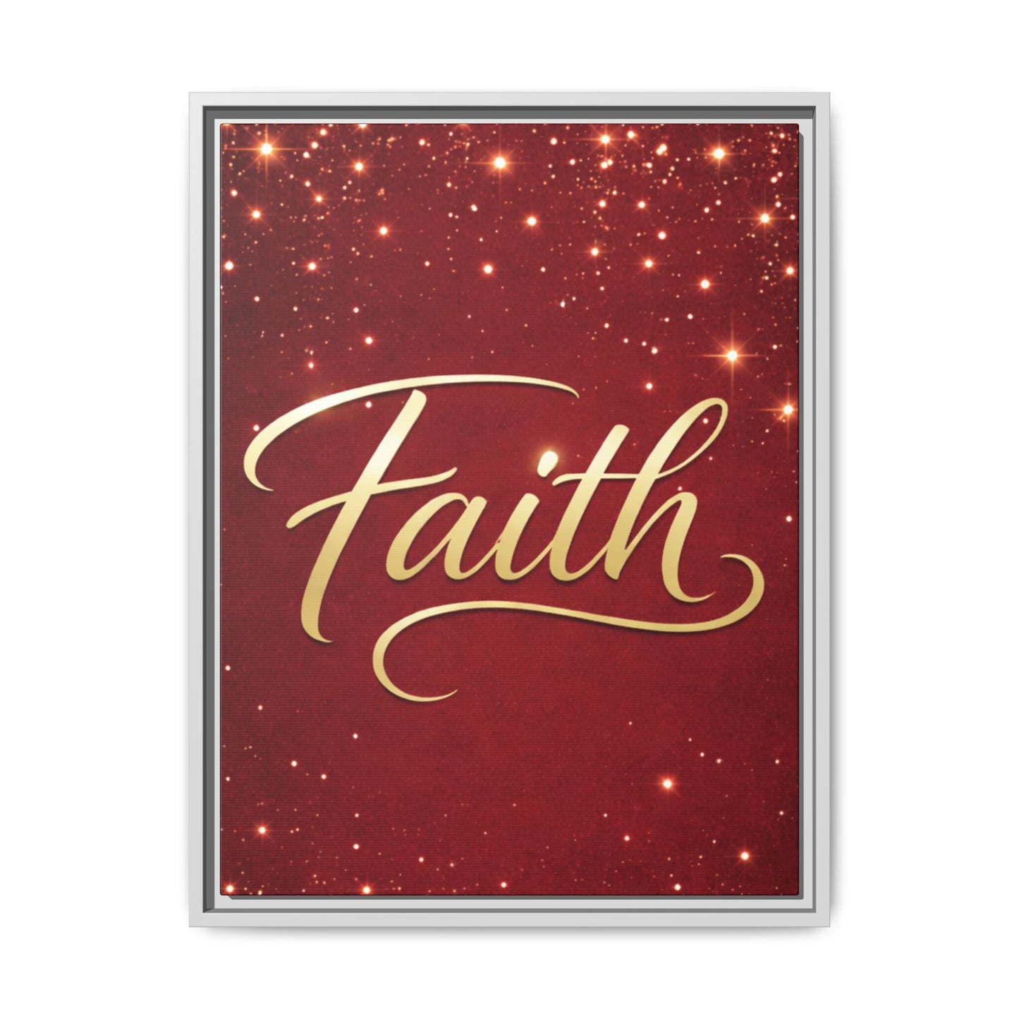 Faith Wall Art Canvas — Framed Red & Gold Holiday Print