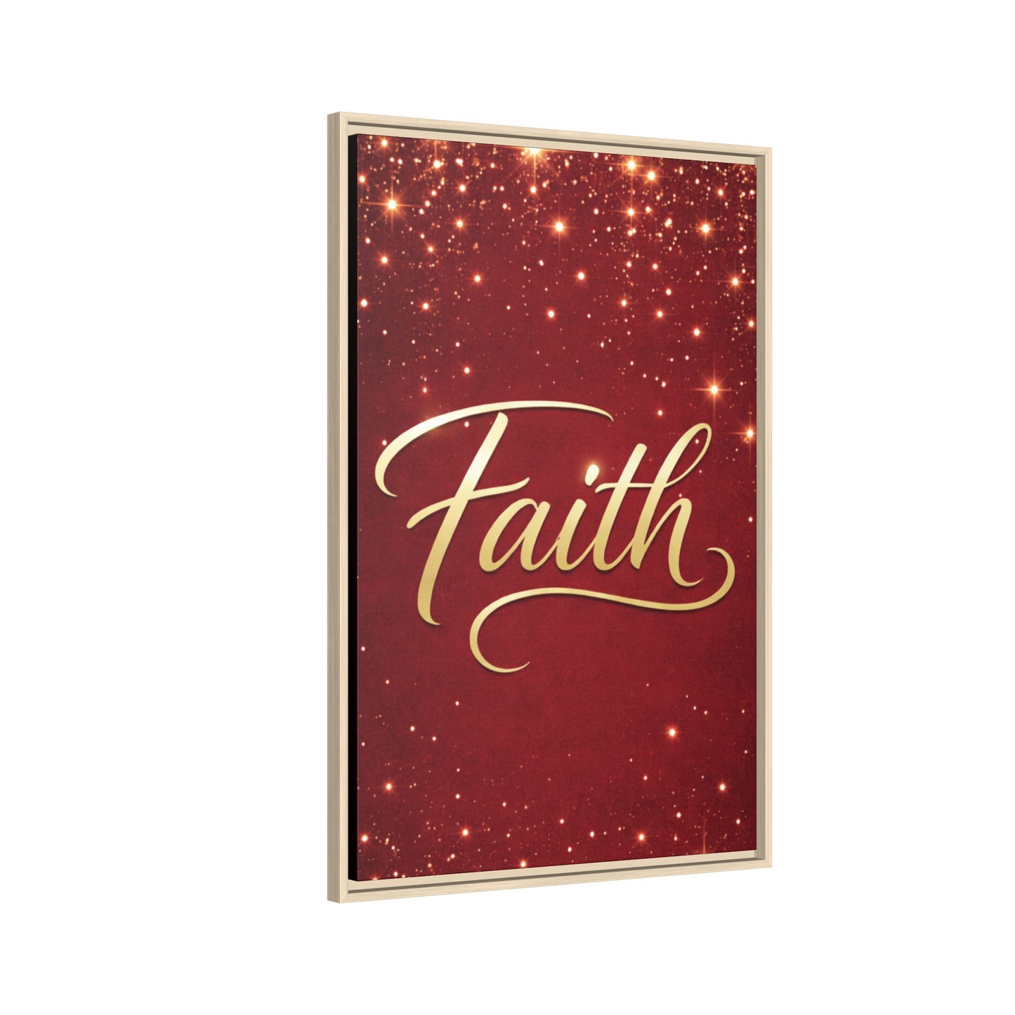 Faith Wall Art Canvas — Framed Red & Gold Holiday Print