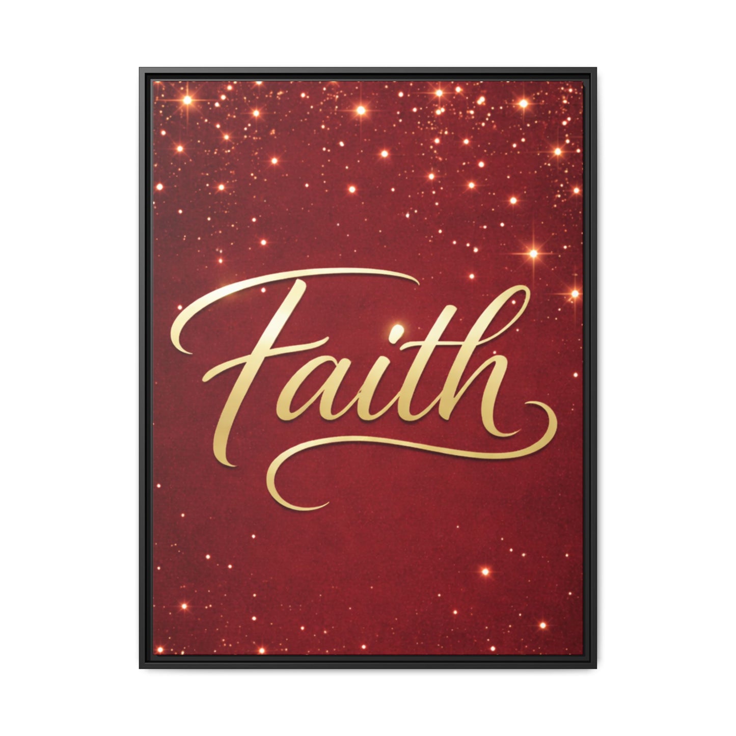 Faith Wall Art Canvas — Framed Red & Gold Holiday Print