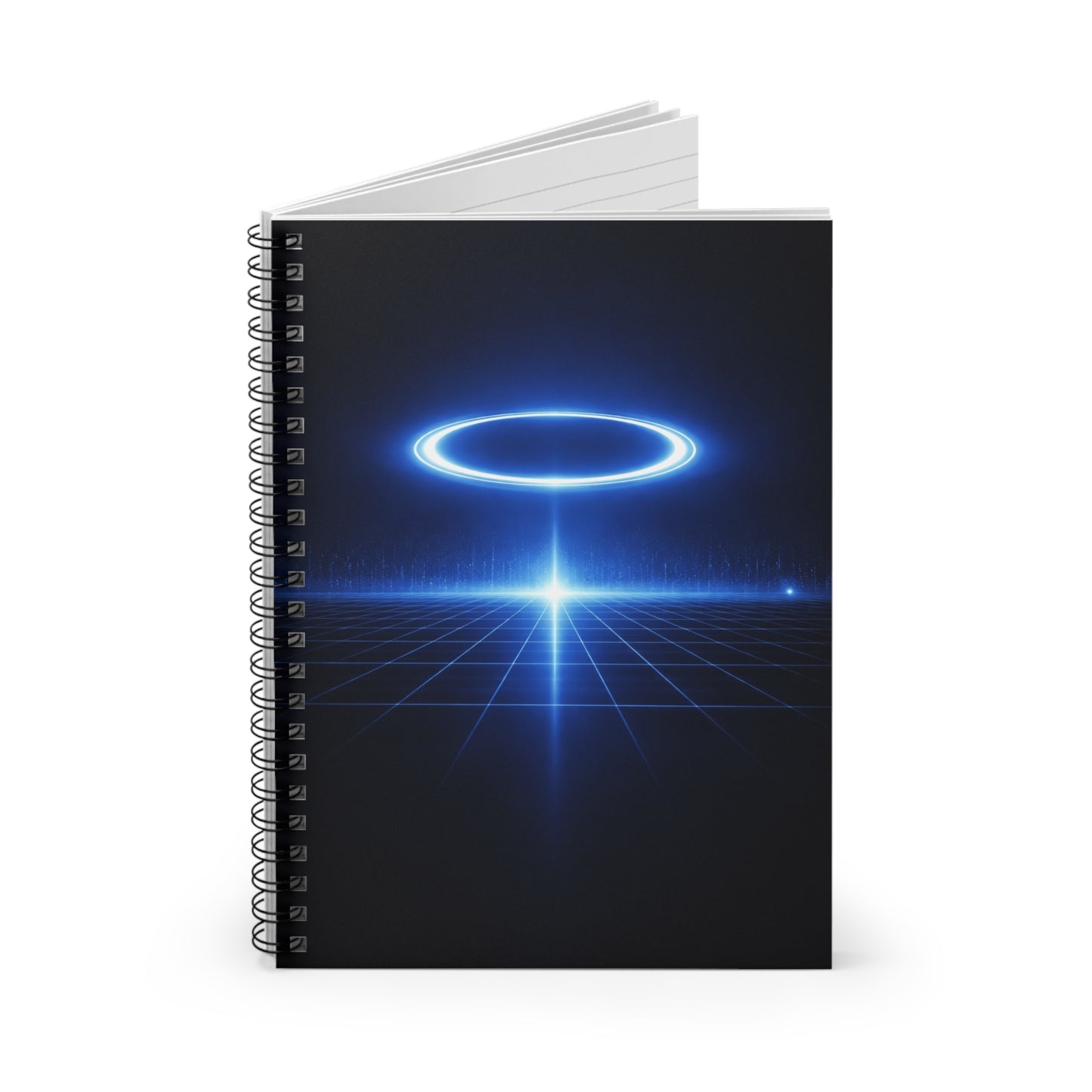 Futuristic Neon Halo Grid Spiral Notebook