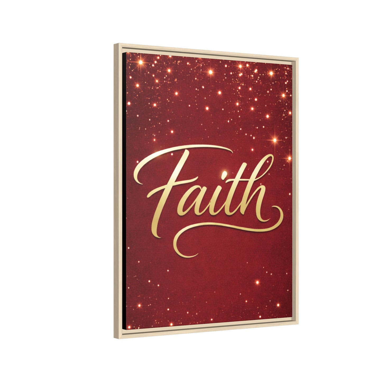 Faith Wall Art Canvas — Framed Red & Gold Holiday Print