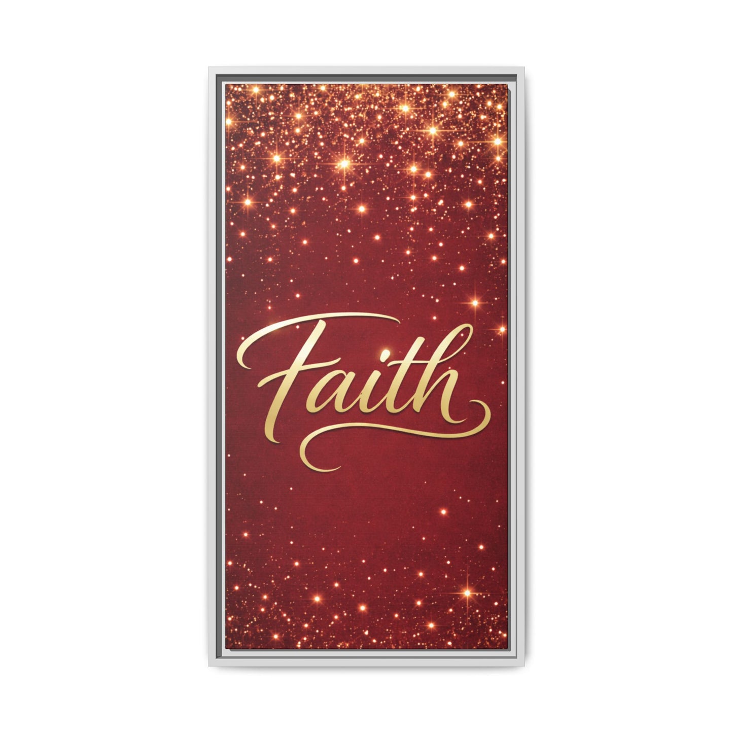 Faith Wall Art Canvas — Framed Red & Gold Holiday Print