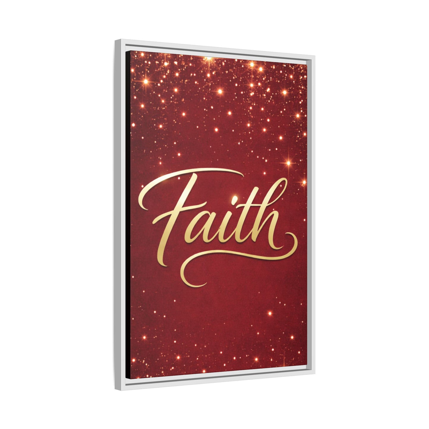 Faith Wall Art Canvas — Framed Red & Gold Holiday Print