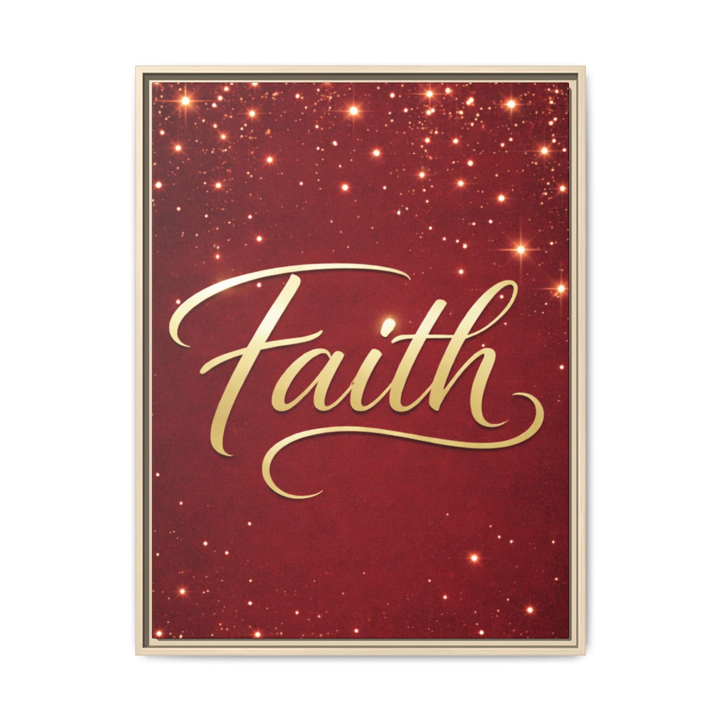 Faith Wall Art Canvas — Framed Red & Gold Holiday Print
