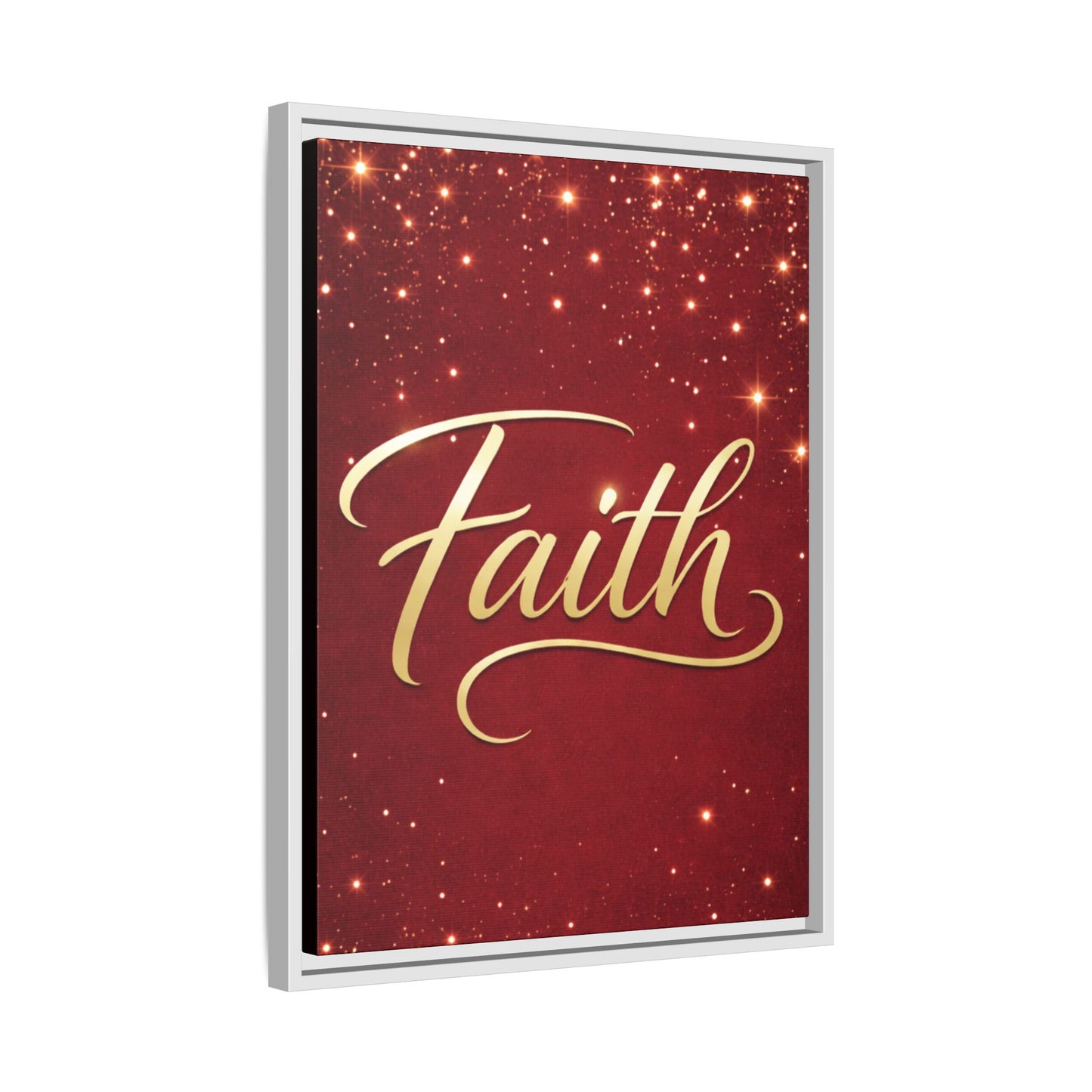 Faith Wall Art Canvas — Framed Red & Gold Holiday Print