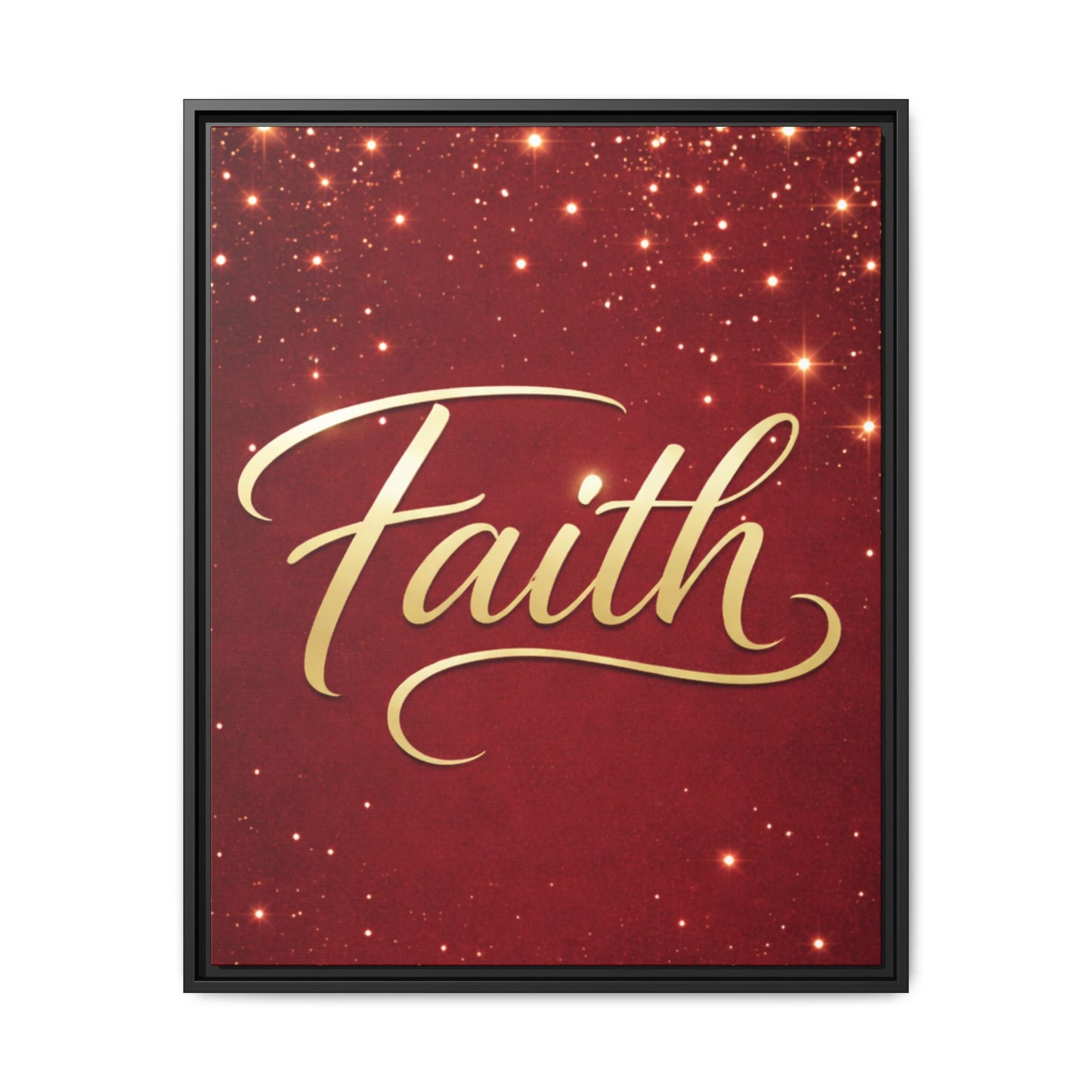 Faith Wall Art Canvas — Framed Red & Gold Holiday Print