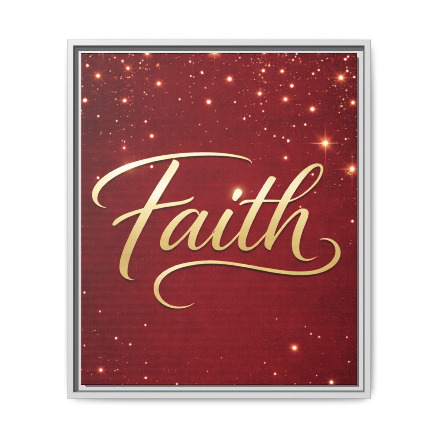 Faith Wall Art Canvas — Framed Red & Gold Holiday Print