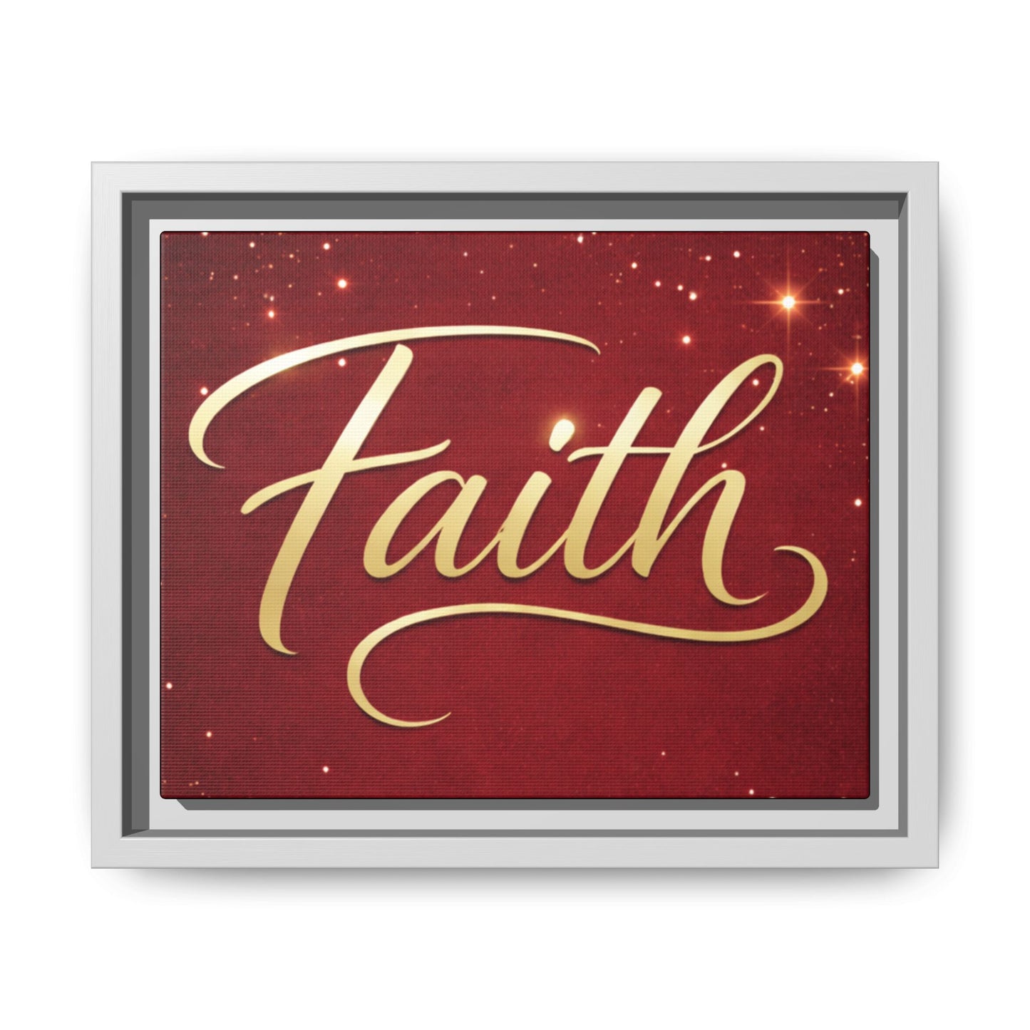 Faith Wall Art Canvas — Framed Red & Gold Holiday Print