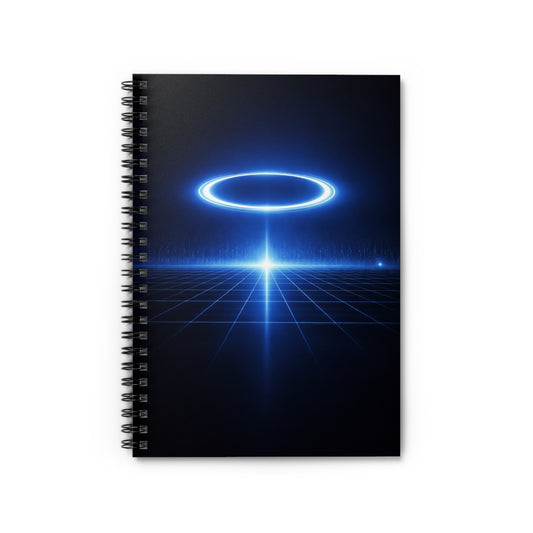 Futuristic Neon Halo Grid Spiral Notebook