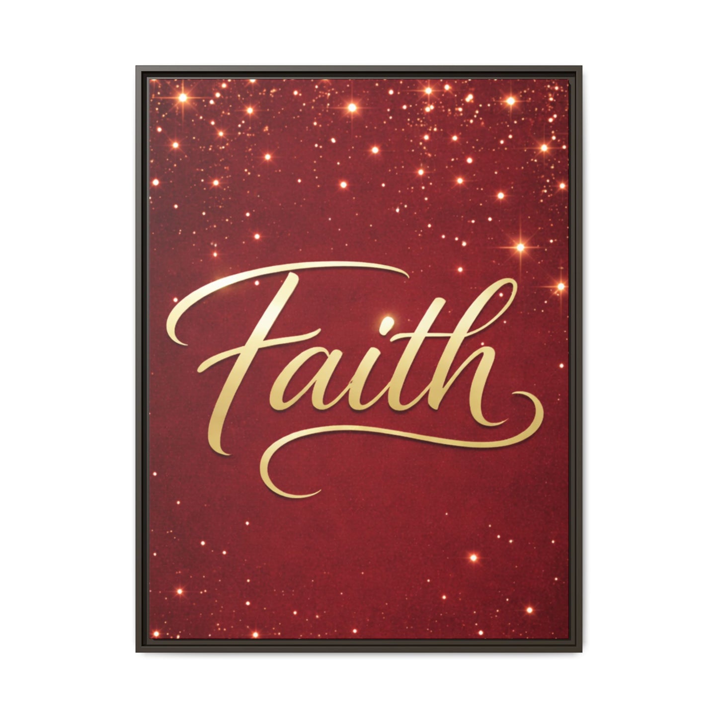 Faith Wall Art Canvas — Framed Red & Gold Holiday Print