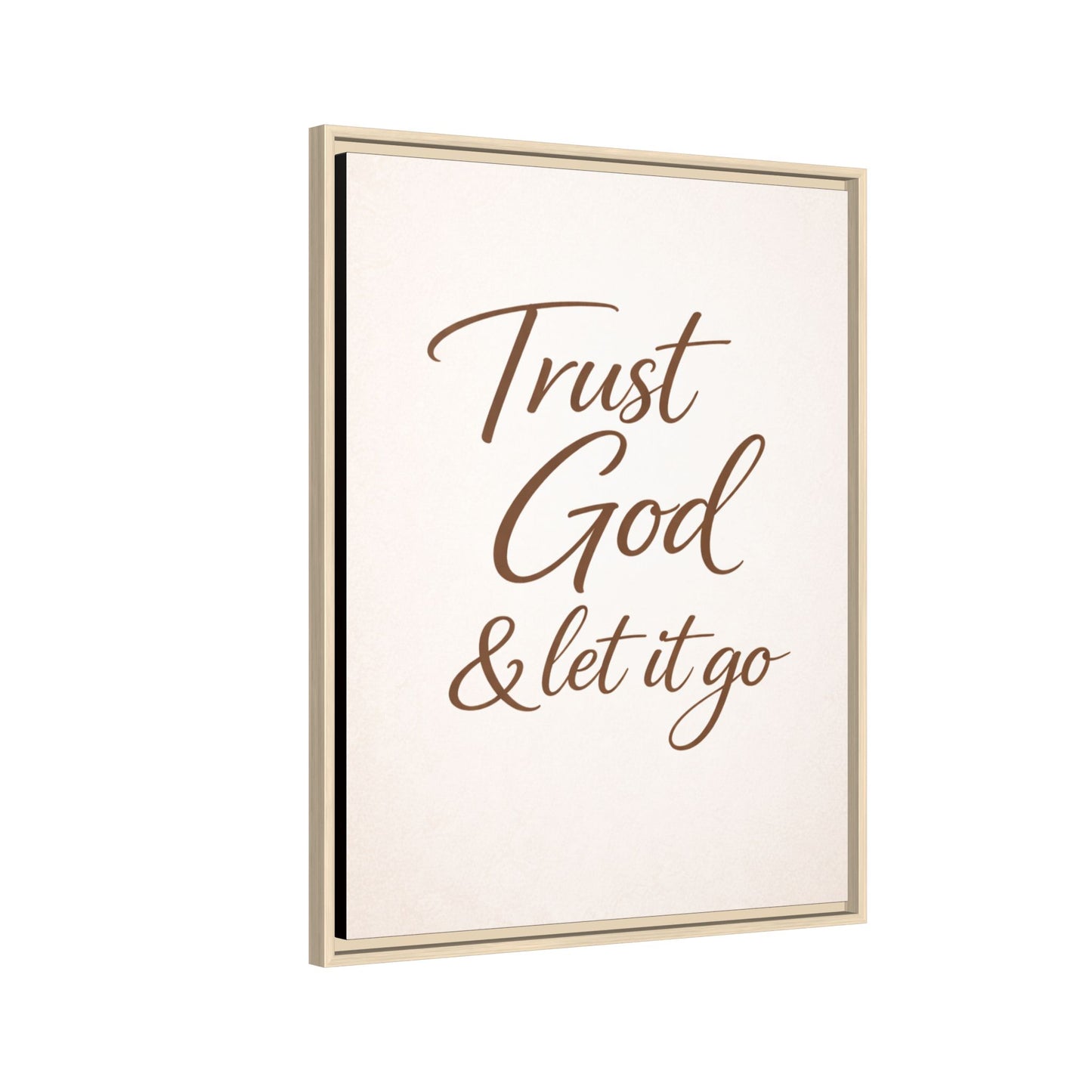 Framed Canvas Wall Art — "Trust God & Let It Go" Inspirational Quote