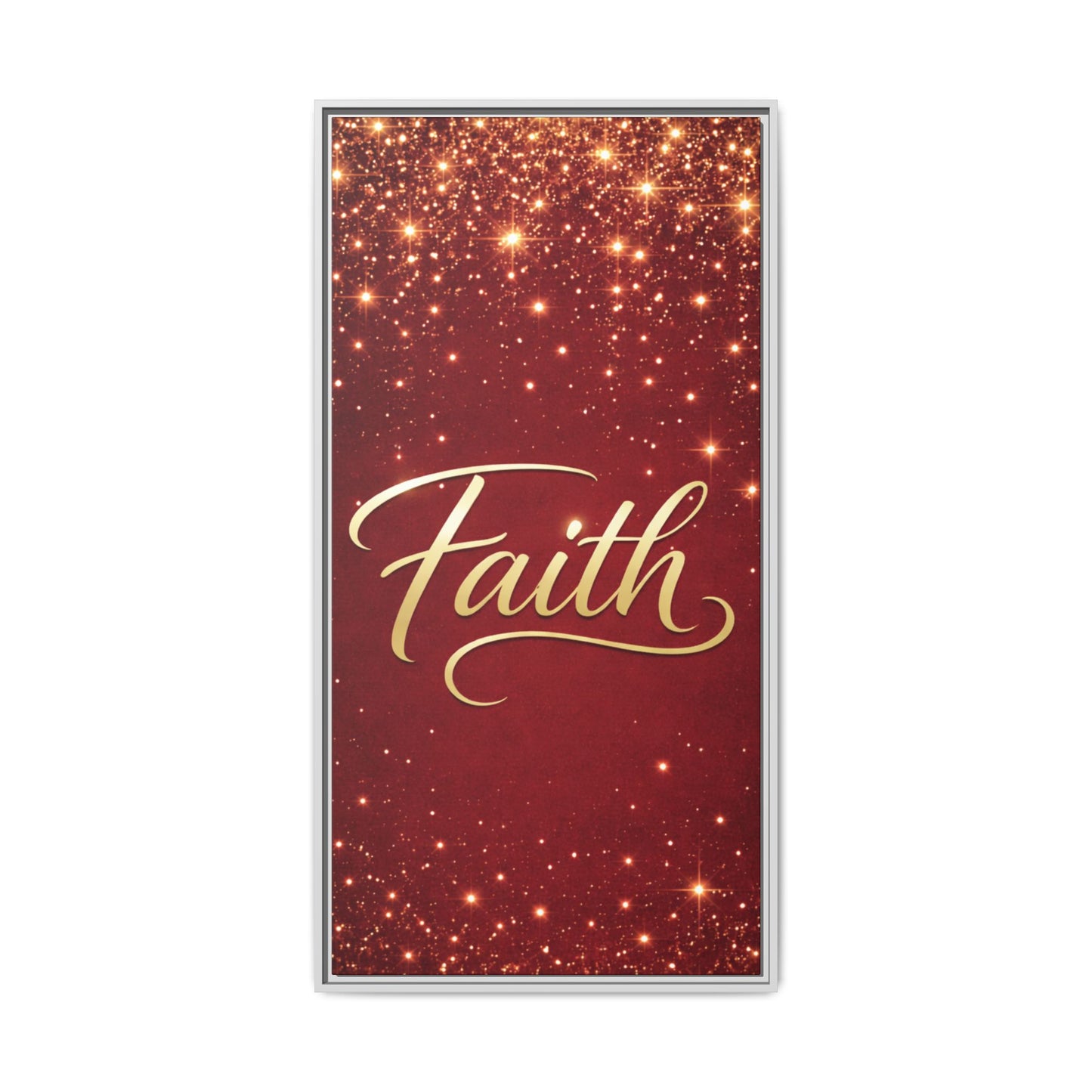 Faith Wall Art Canvas — Framed Red & Gold Holiday Print