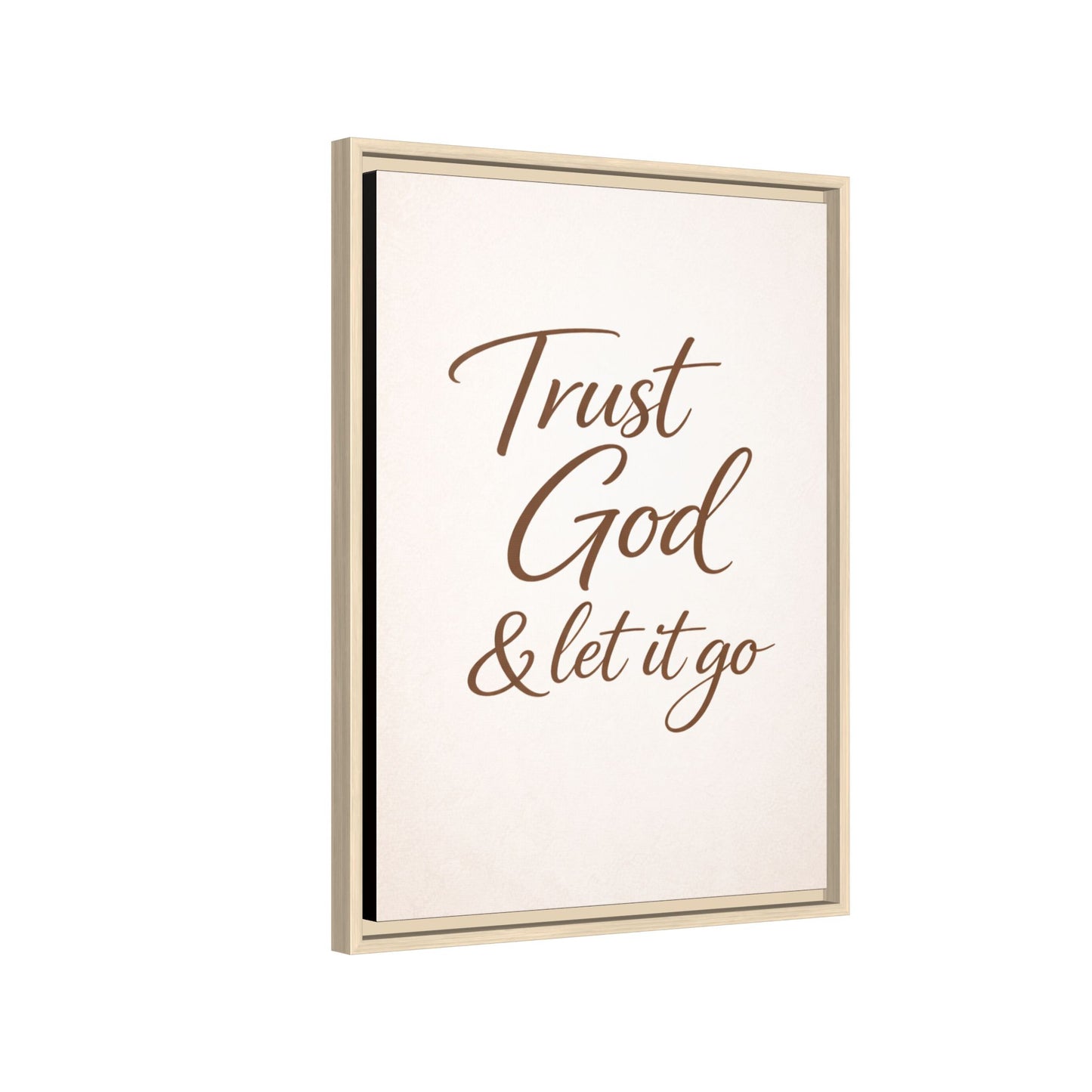 Framed Canvas Wall Art — "Trust God & Let It Go" Inspirational Quote
