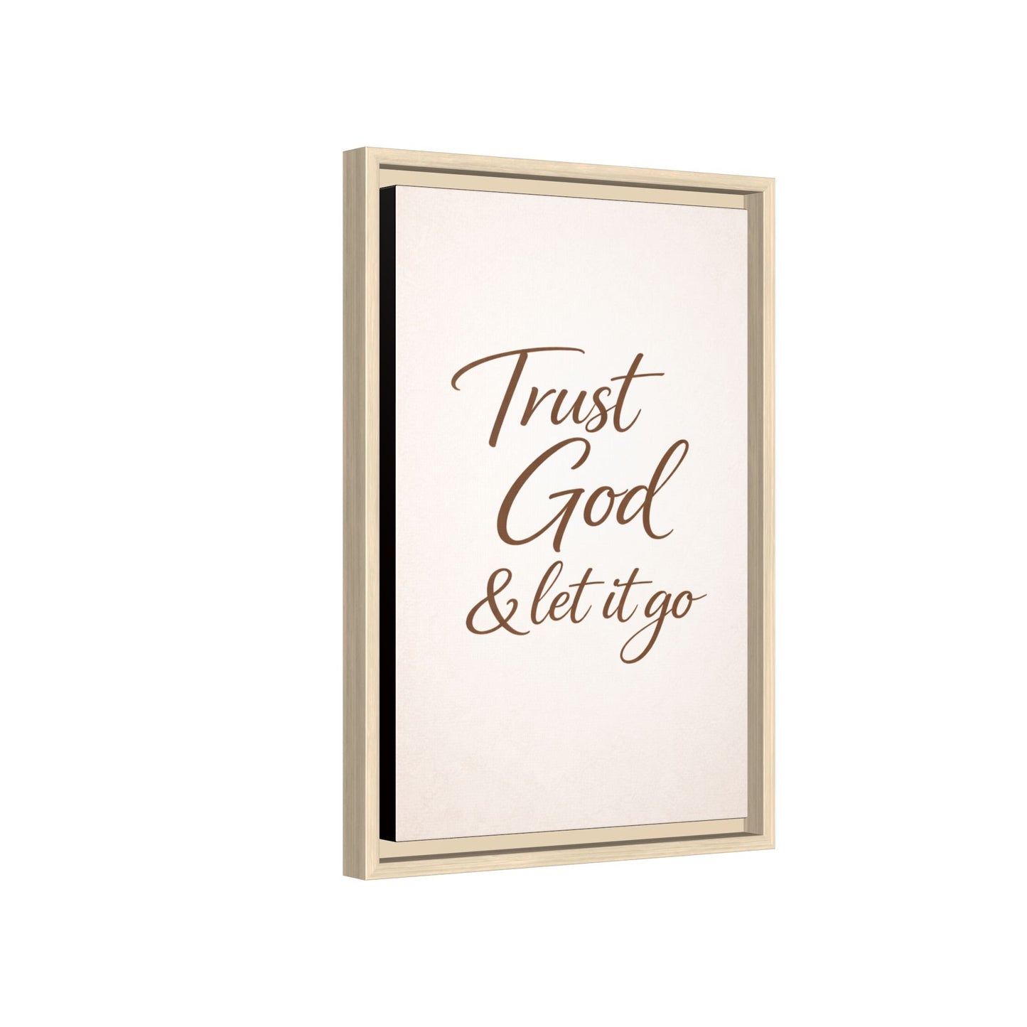 Framed Canvas Wall Art — "Trust God & Let It Go" Inspirational Quote