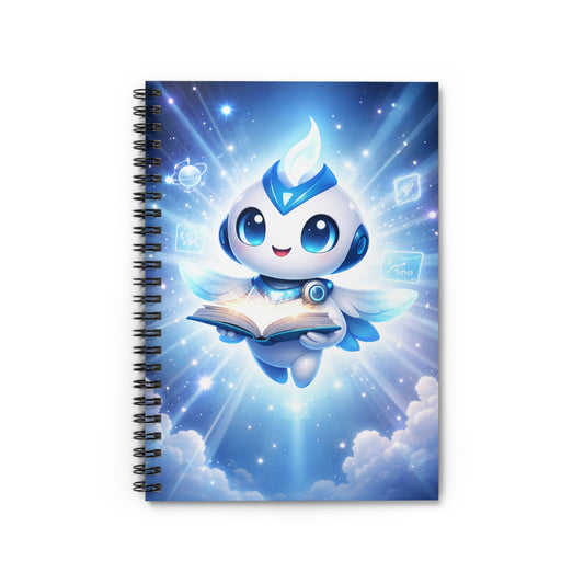 Cute Magic Spirit Holding Book Notebook | Spiral Ruled Journal